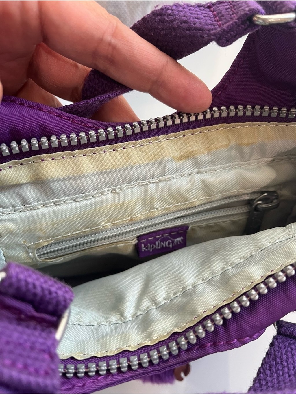 KIPLING PURPLE CRINKLE NYLON MINI CROSSBODY BAG