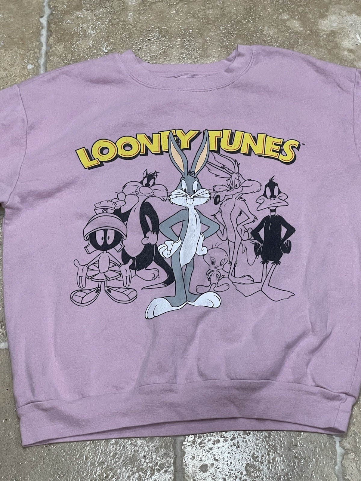 Looney Tunes Girls XL (15-17) Purple Crewneck Sweatshirt Bugs Bunny Fleece
