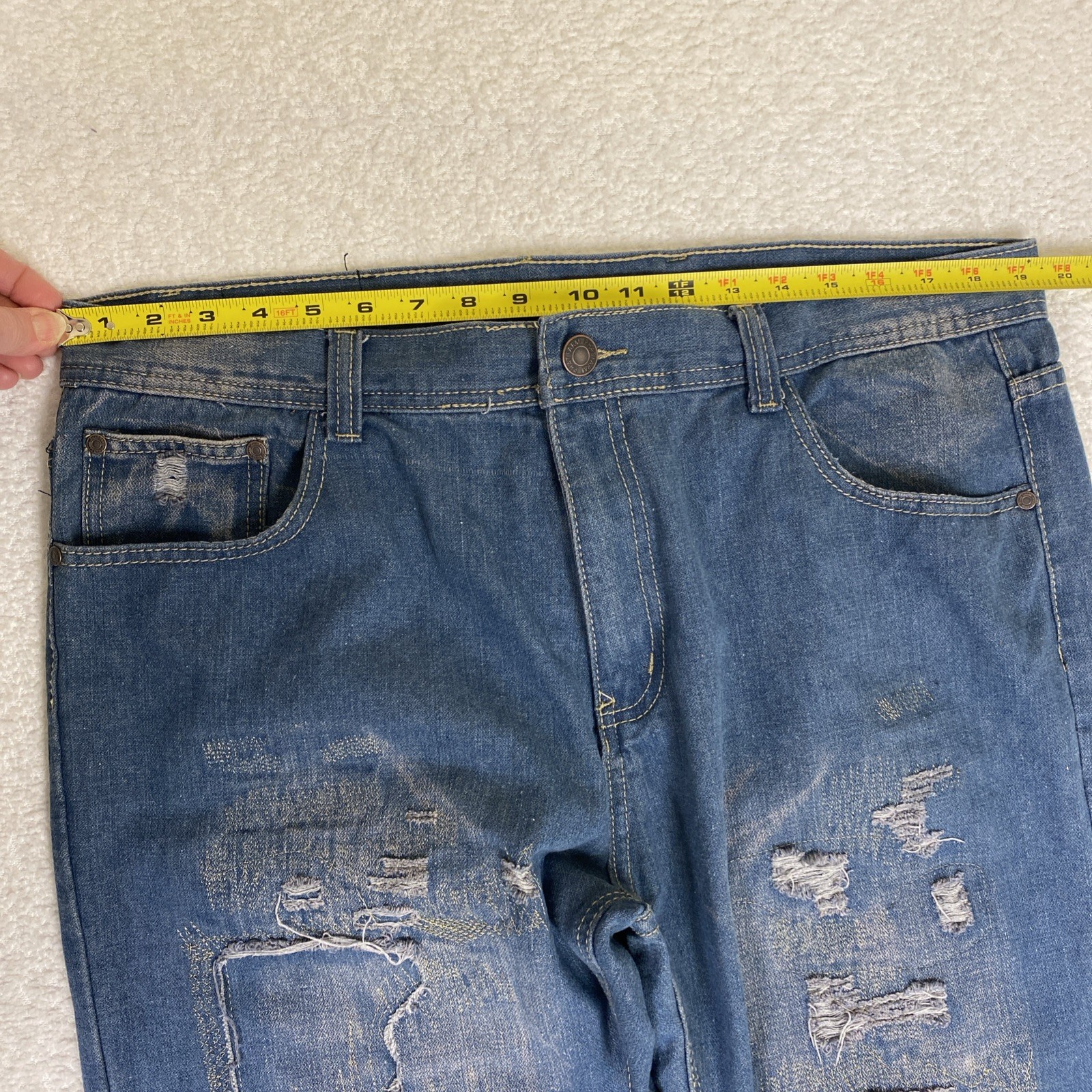 VTG. 90’s PHAT FARM Distressed Jeans Mens 38×30 Street Wear Grunge Hip Hop