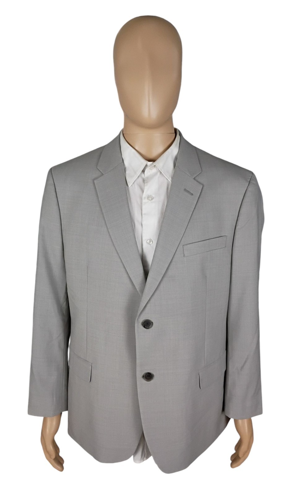 NEW Tommy Hilfiger Two Piece Light Gray Worsted Wool Suit 46XS Short Unhemmed