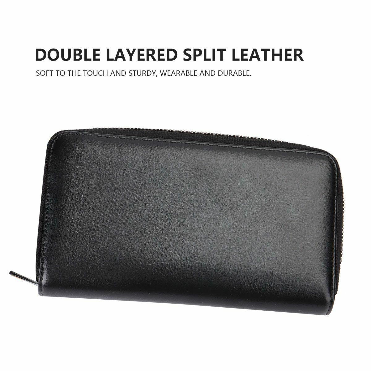 Large Capacity Credit Card Holder 36 Slots Zipper Leather Wallet RFID Blocking
