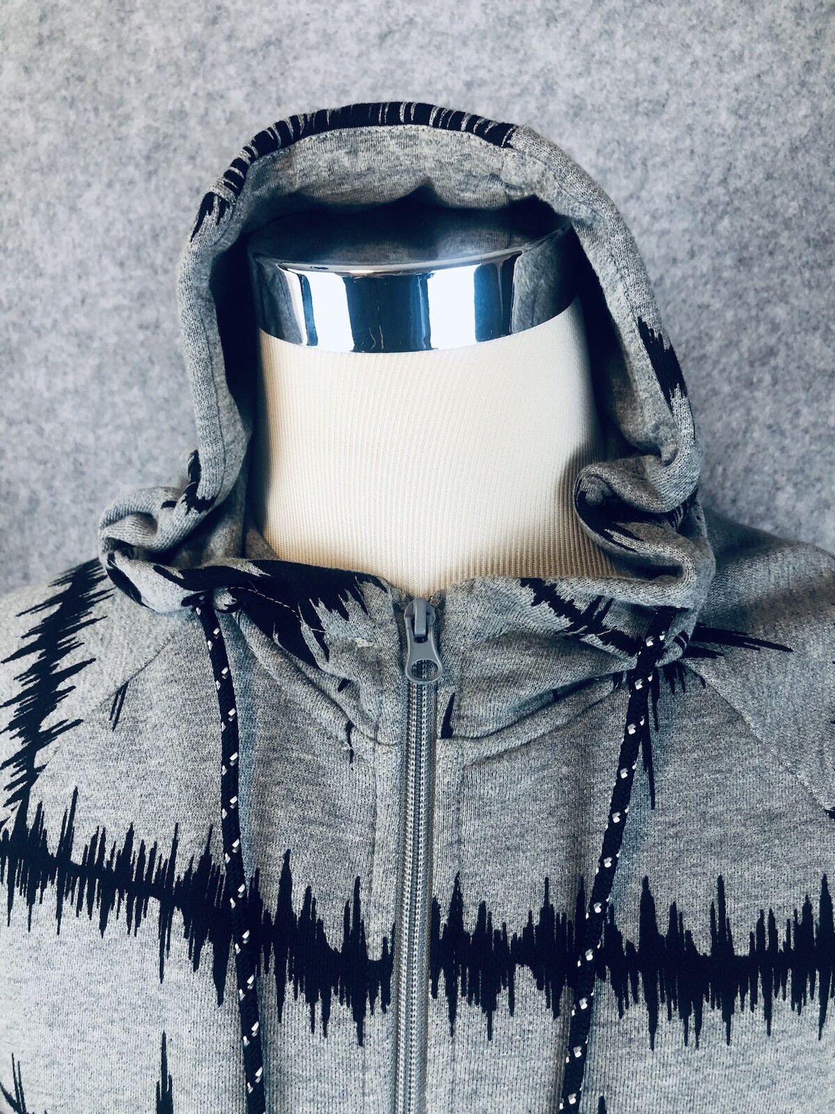 ROCKSMITH Hoodie Size L All Over Sound wave Print 90s Grunge Music Hip Hop