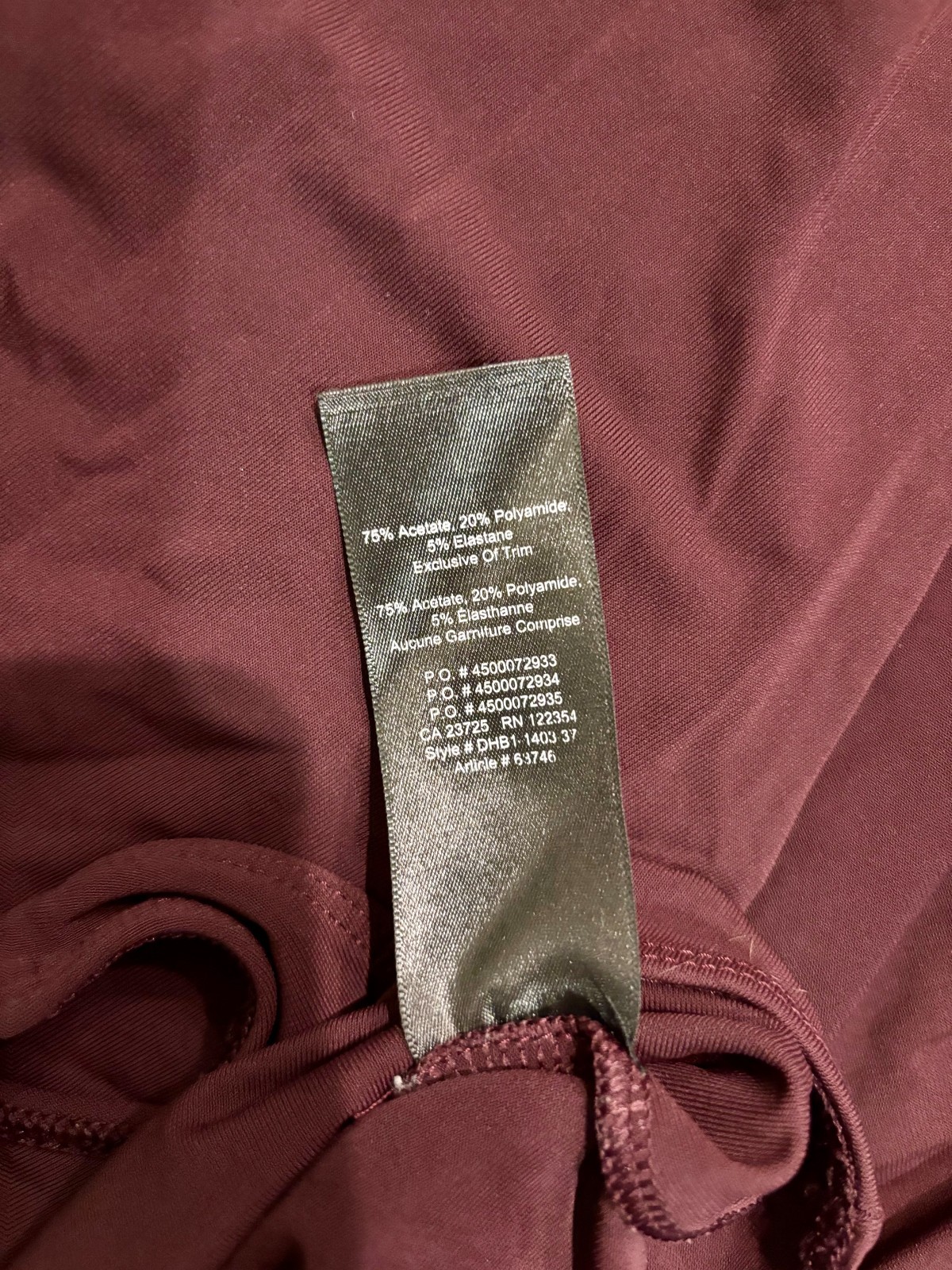Babaton by Aritzia – Contour V-Neck Longsleeve Deep Bodysuit – Burgundy sz M