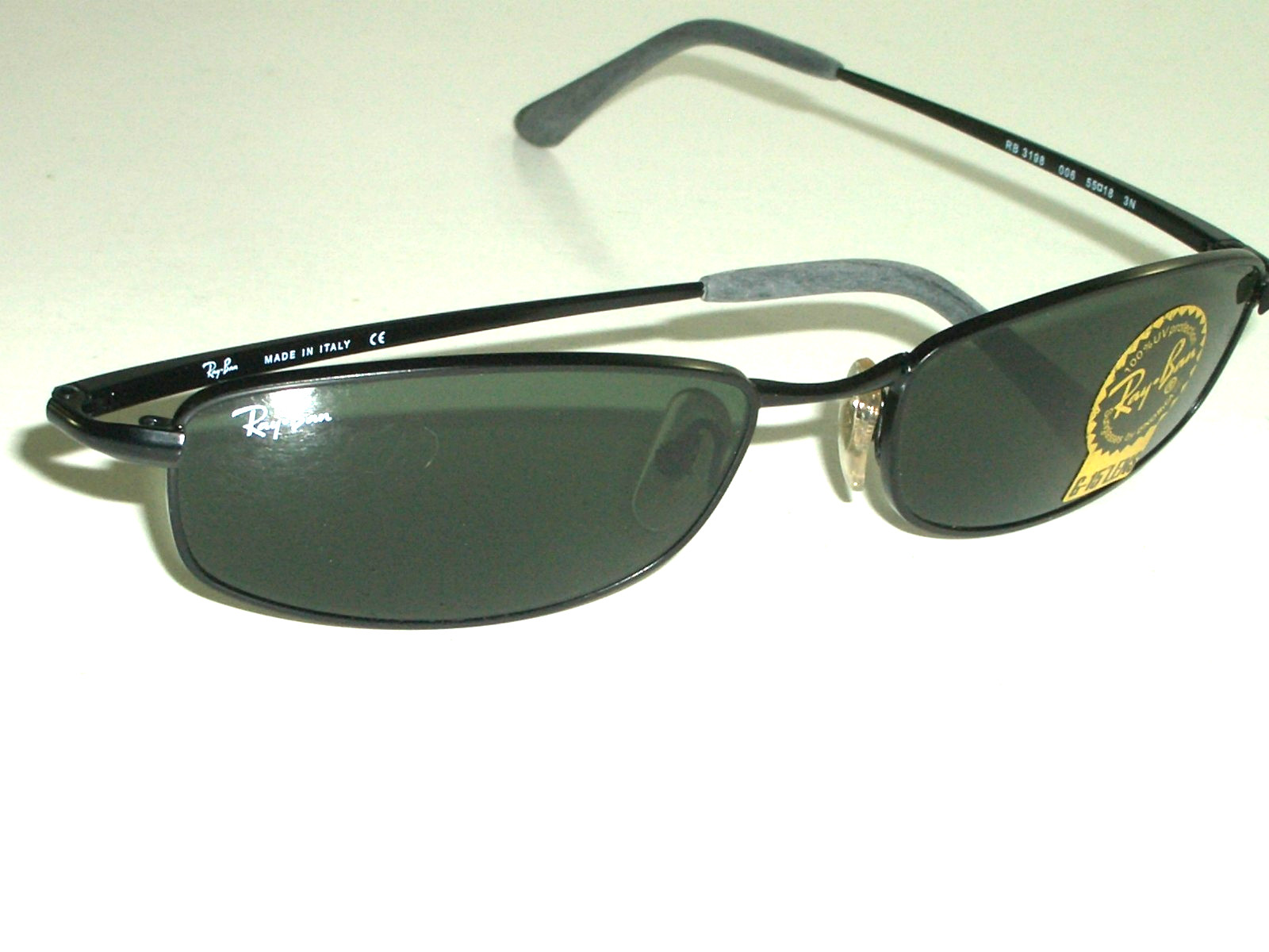 55[]18mm RAY-BAN RB3198 006 3N G15 SLEEK BLACK RECTANGULAR SUNGLASSES NEW