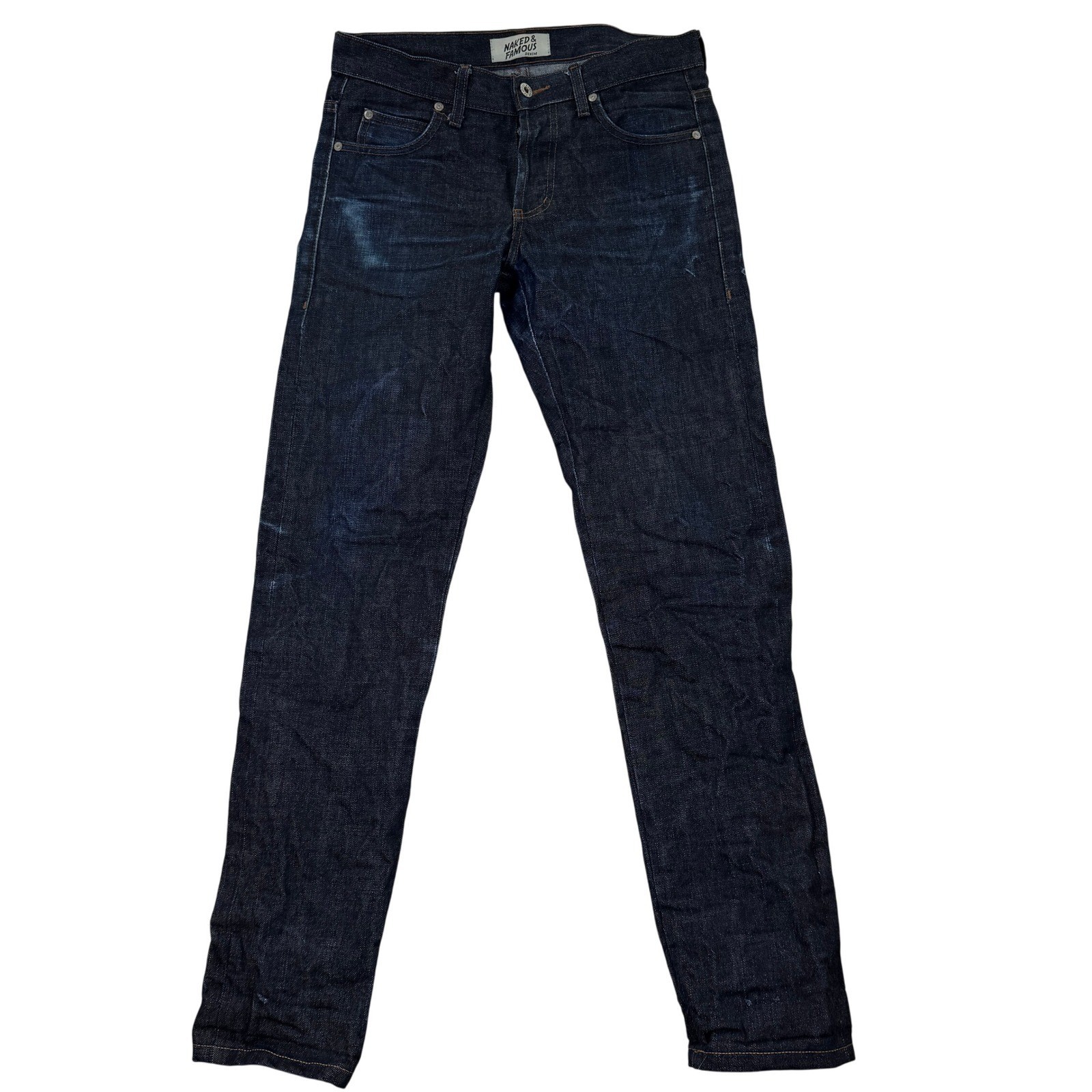 Naked & Famous Denim Jeans Mens 31×32 Super Guy Deep Indigo Rigid Selvedge EUC