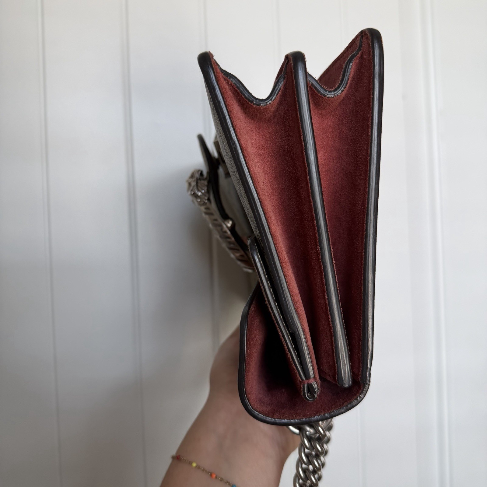 Gucci Dionysus Small GG Monogram Floral Chain Shoulder Bag Push Lock