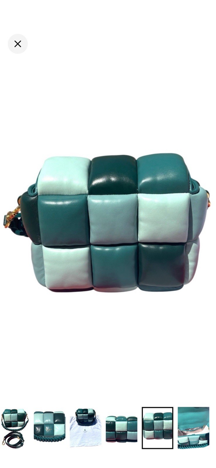 kate spade new york Green Colorblock Padded Shoulder Bag Detachable Strap