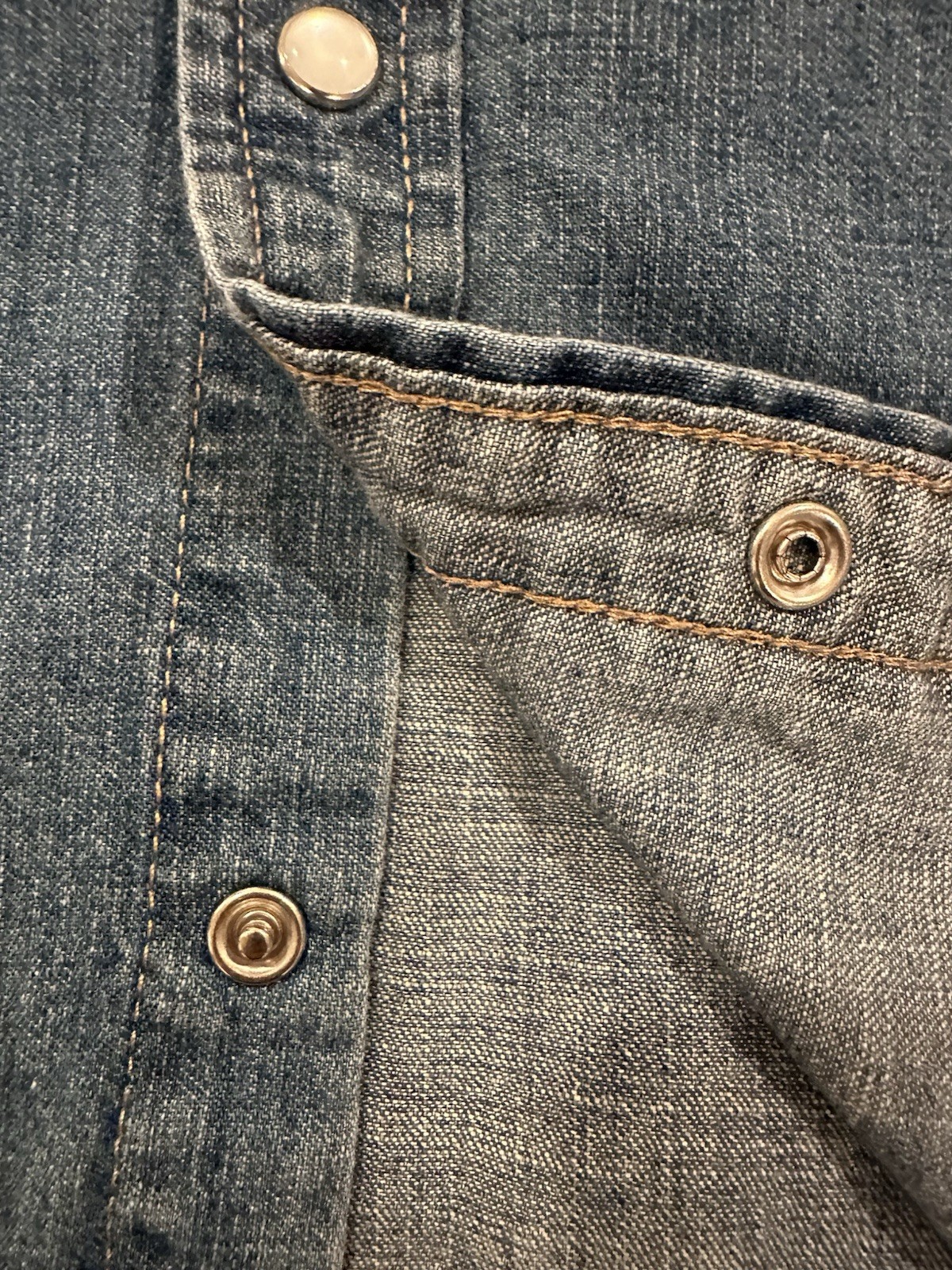 Levi’s 3LYLW2262 Men’s Large Denim Western Shirt Pearl Snap 100% Cotton