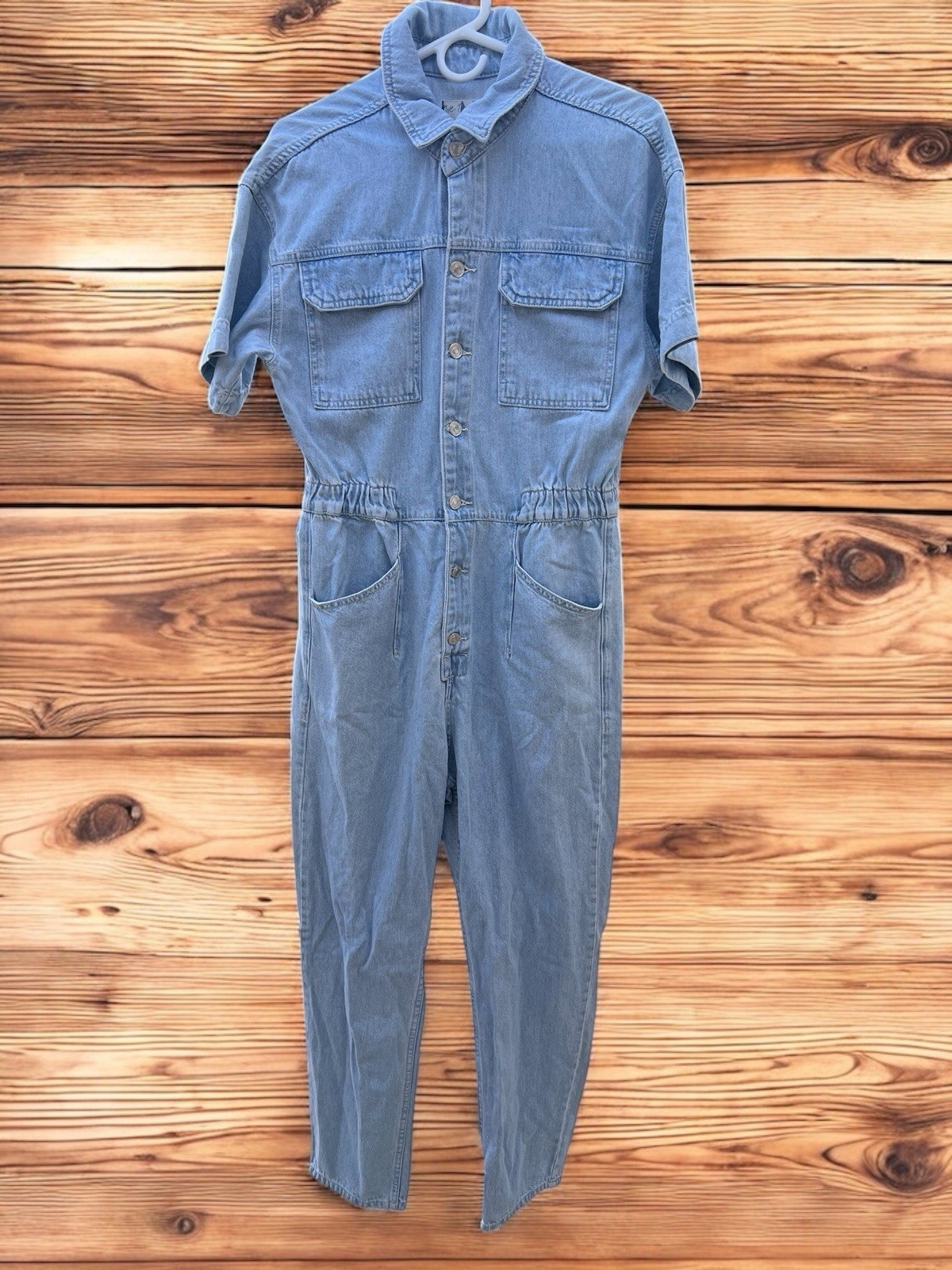 Free People Marci Jumpsuit Medium Light Blue Denim One Piece Boilersuit Casual