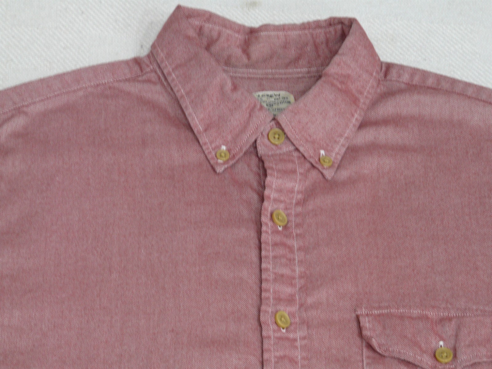 J Crew Work Shirt Mens M Washed Red Button Down Cotton Diagonal Twill Brushed
