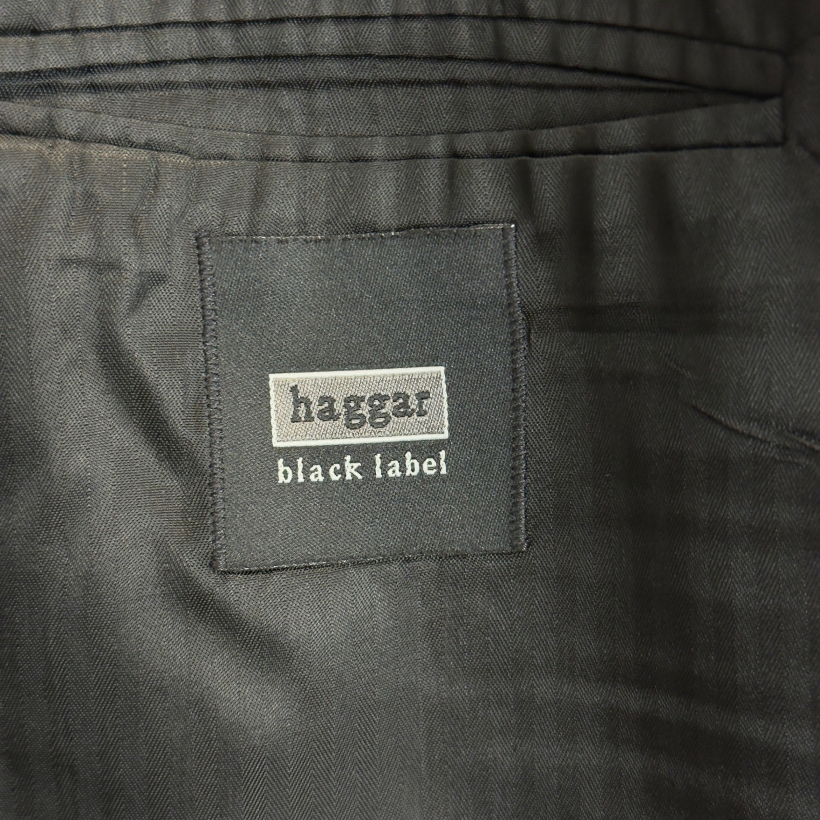 Haggar Black Label Mens 46L Blazer Charcoal Gray Worsted Wool Blend Suit Jacket