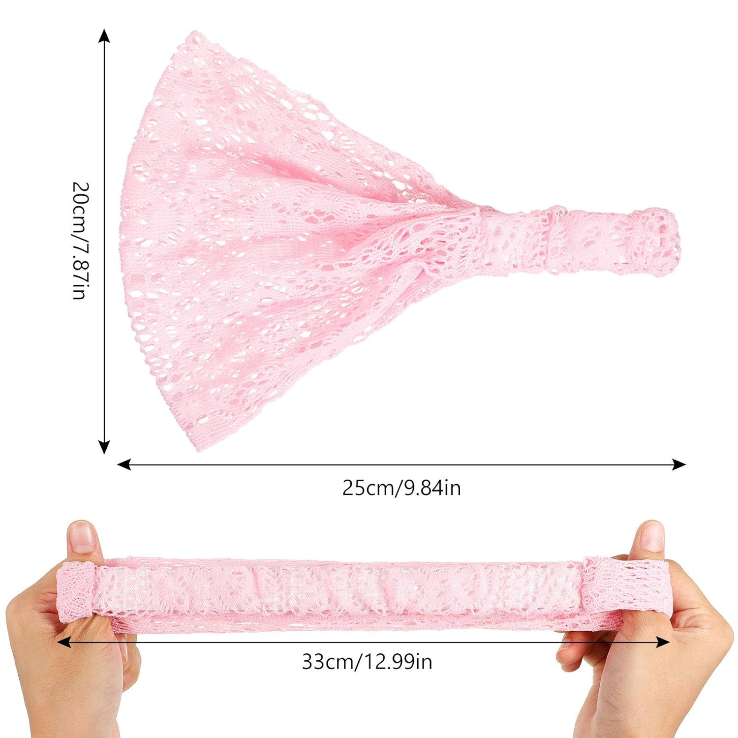 WILLBOND 10 Pieces Lace Elastic Headwrap Lace Elastic Headbands Boho Bandana Boh