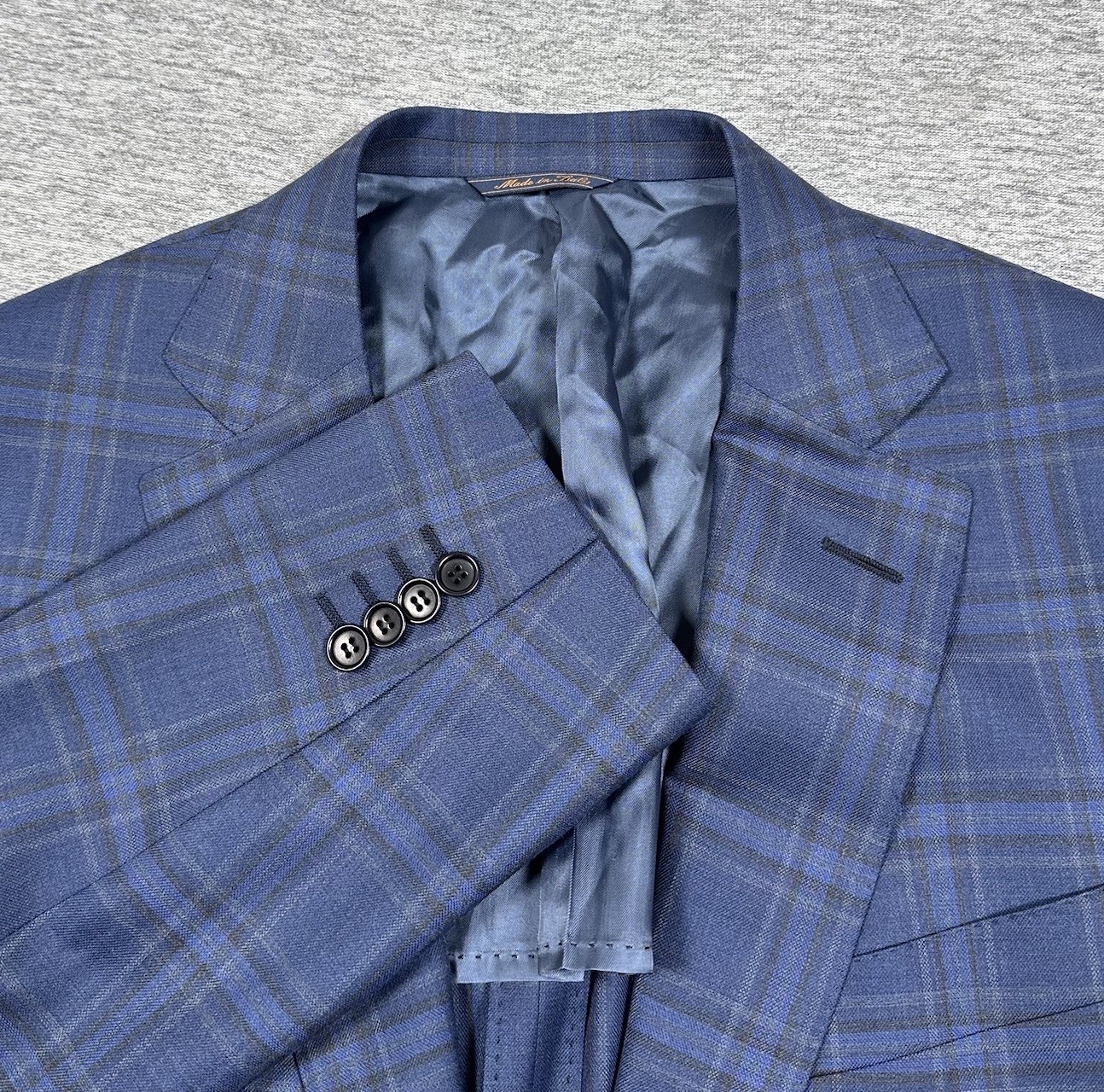 Trussini Blazer Men 44 Blue Plaid Wool Linea Nuova Fratelli Tallia Delfino Italy