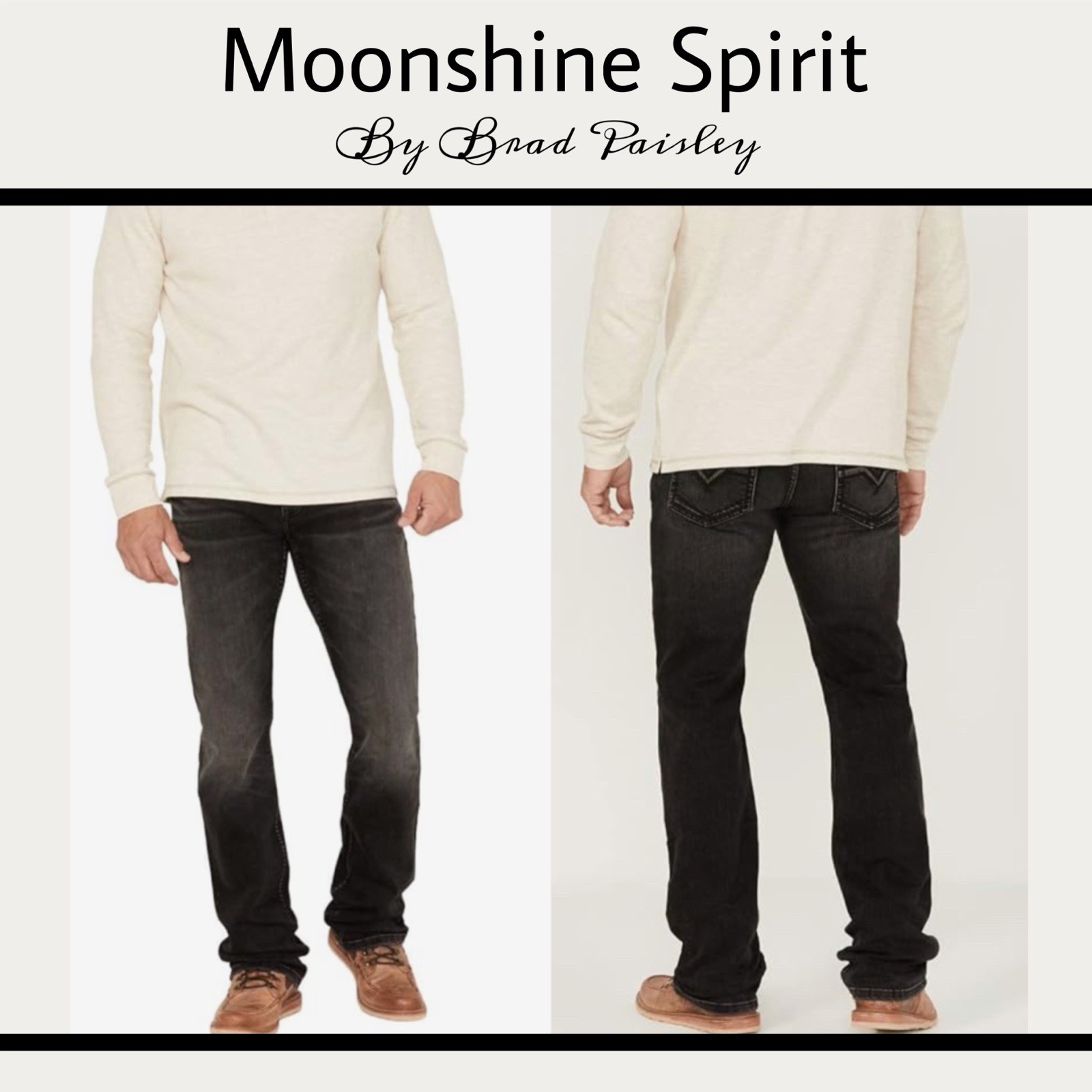 Moon Shine Spirit Brad Paisley 120 Proof Slim Straight Jeans Mens 33X32 Black