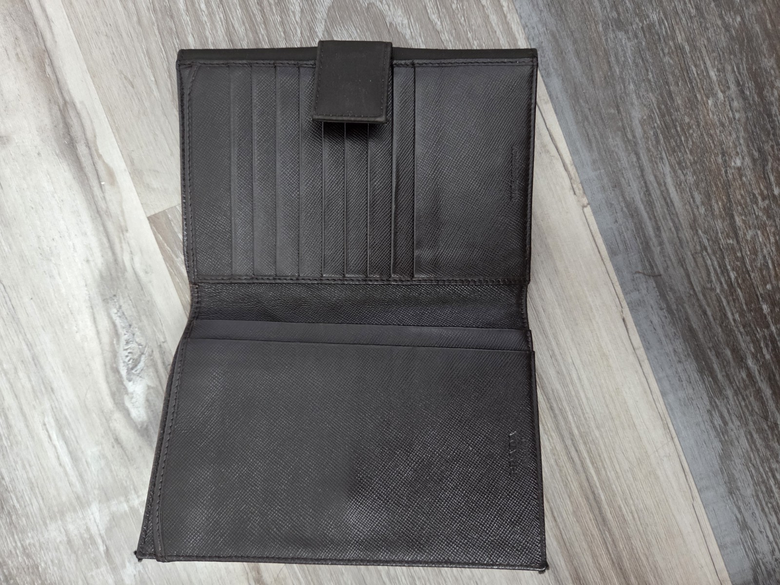 PRADA TESSUTO Wallet Logo Plate Black Nylon Tri-fold Purse Authentic
