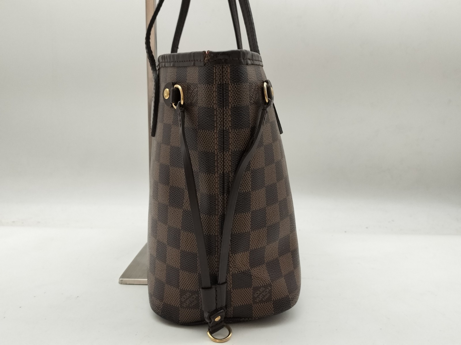 LOUIS VUITTON Neverfull PM Damier Ebene Canvas Brown Tote Bag N51109 Authentic