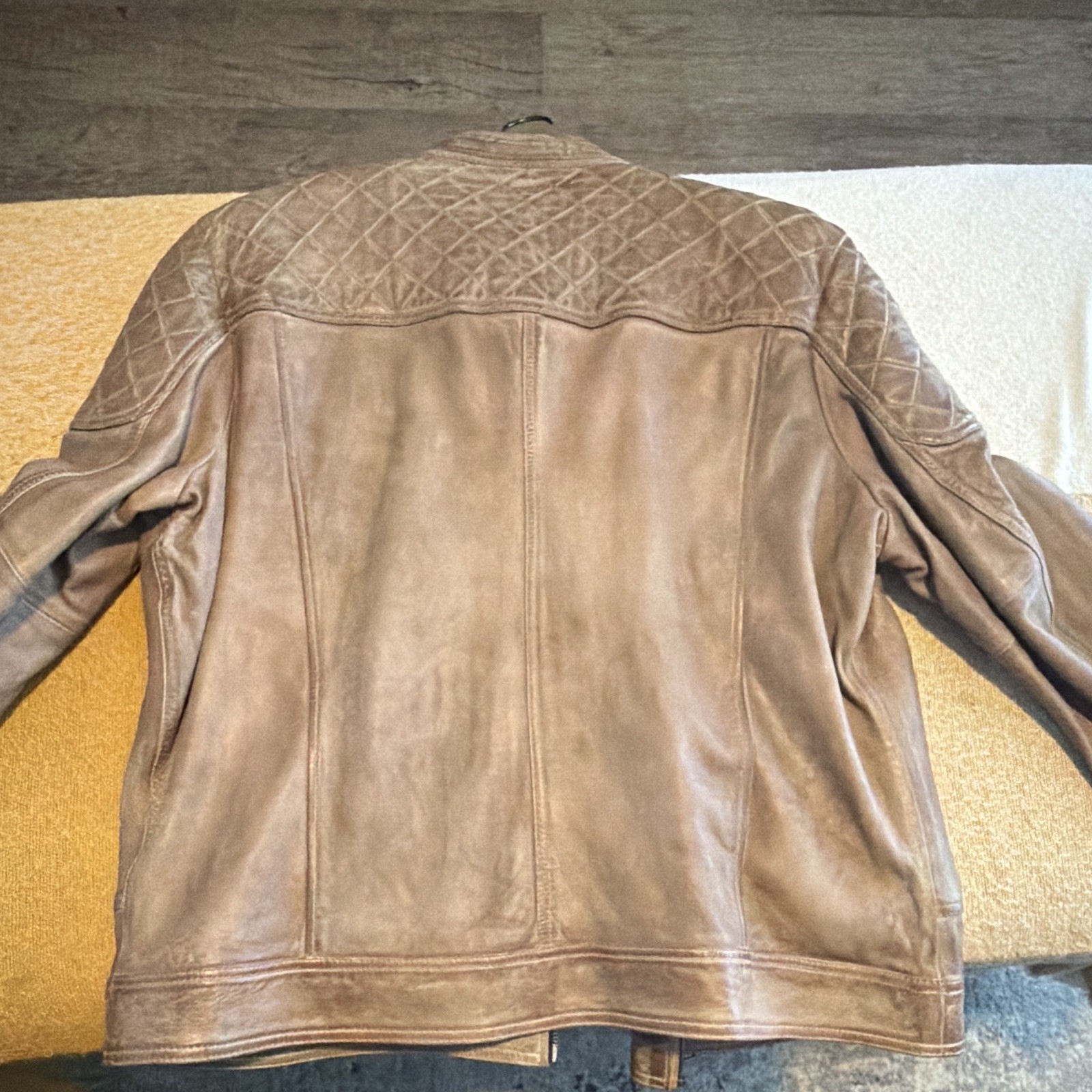 Wilsons Leather Men’s Brown Quilted Full Zip Biker Jacket Pockets XXL