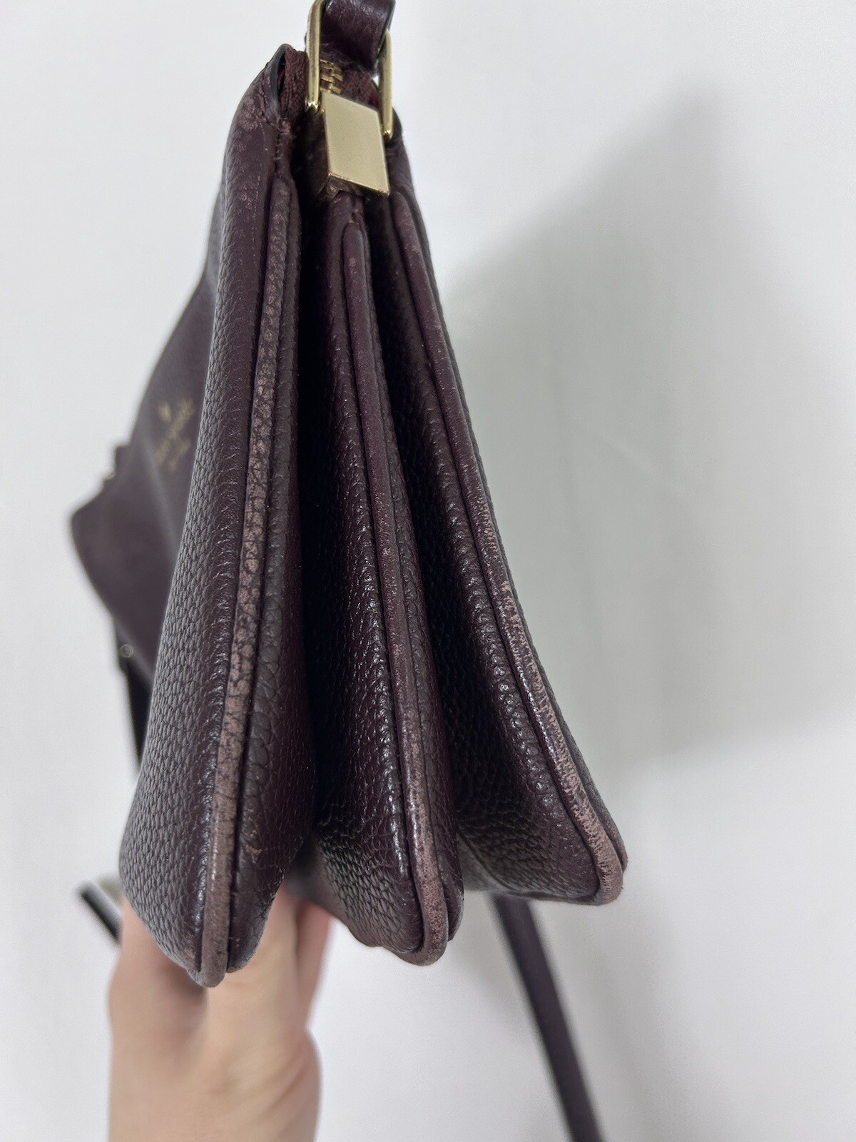 Kate Spade Burgundy Wine Small Crossbody Purse Handbag 10x7x3 Flaw Repair Needs