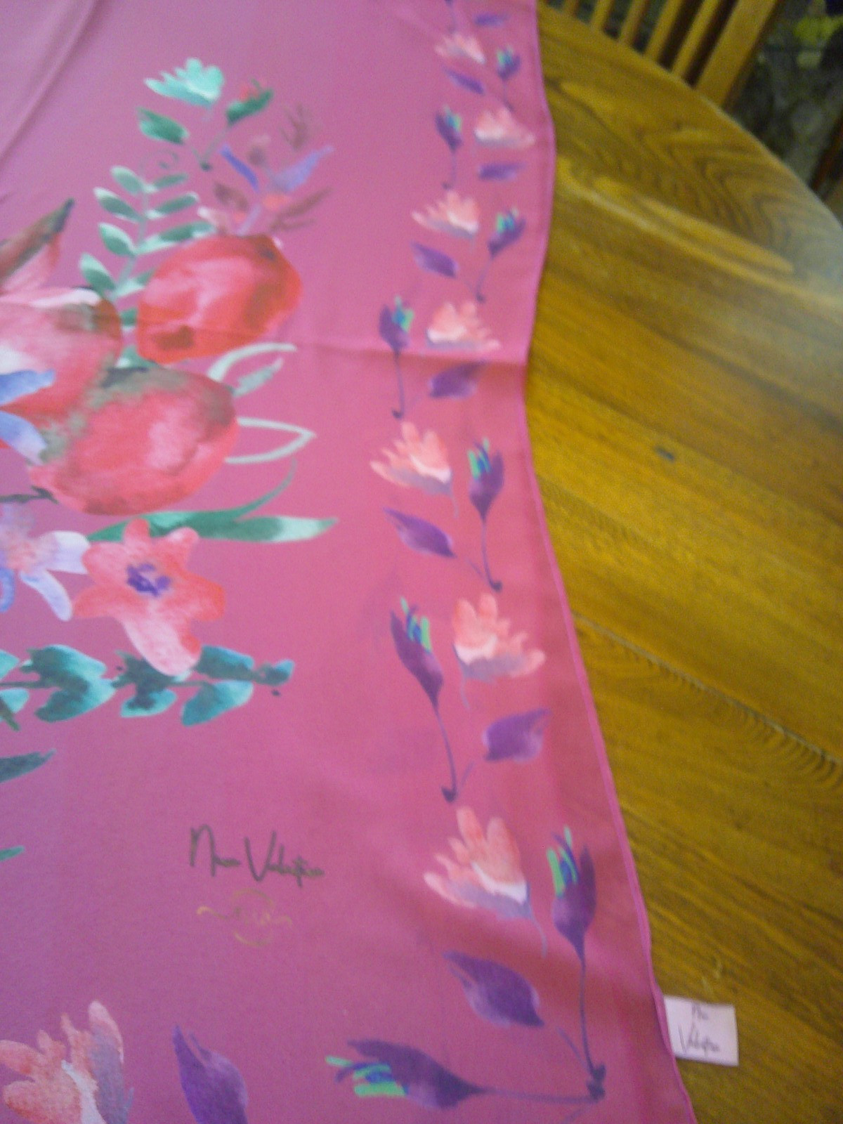 NINA VALENTINA LARGE PINK PURPLE WATERCOLOR FLORAL 70 X 26.5 IN SCARF HIJAB EUC