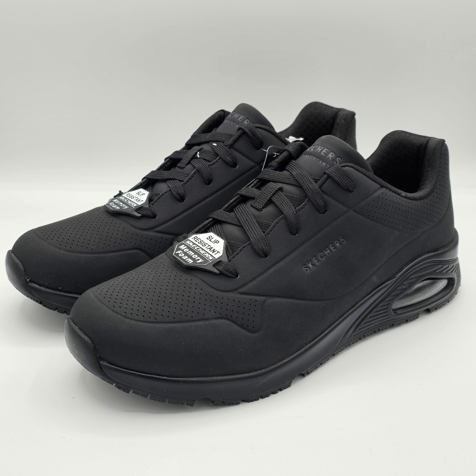 Skechers Work Relaxed Fit Uno SR Sutal Men’s Size 10 Black Slip-Resistant Shoes