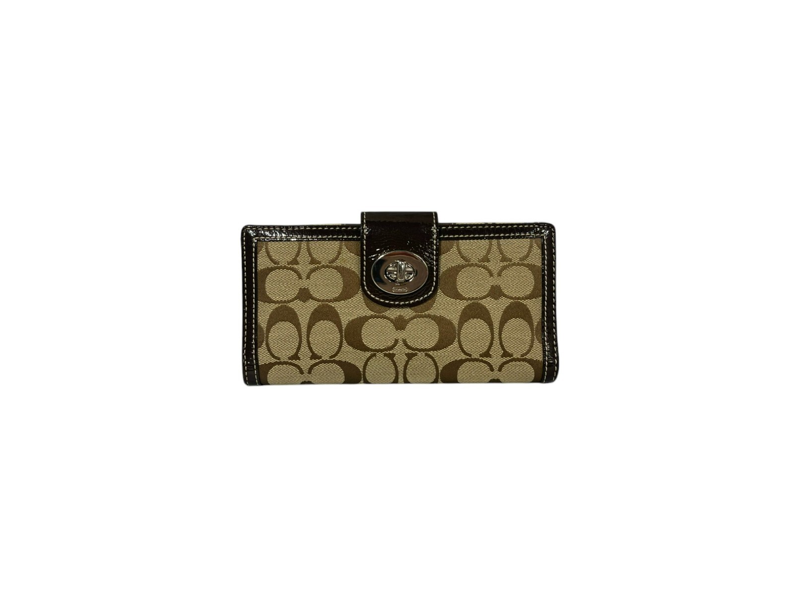 Vintage Coach Wallet C Logo Monogram Large Wallet twist lock front/ snap back