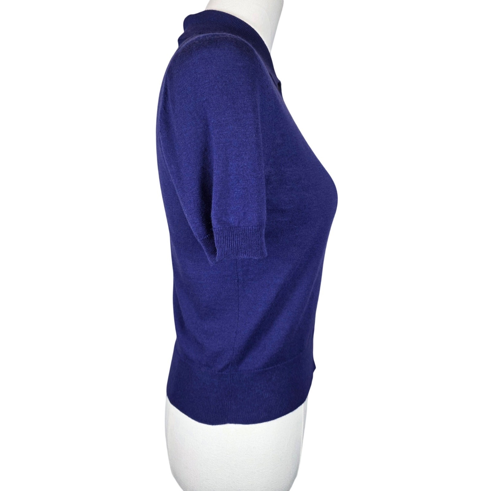 NWT VINCE XS Deep Iris Button-Up Wool Blend Short-Sleeve Cardigan