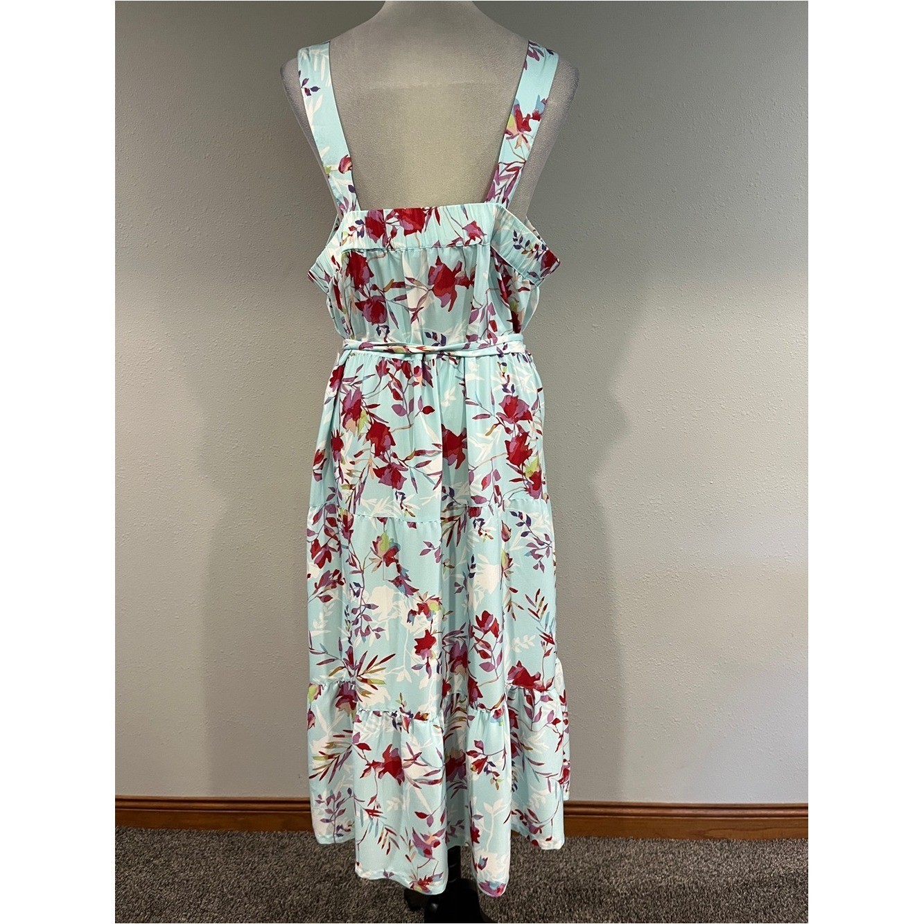 Floral sleeveless plus size Maxi Dress in Mint size 1X