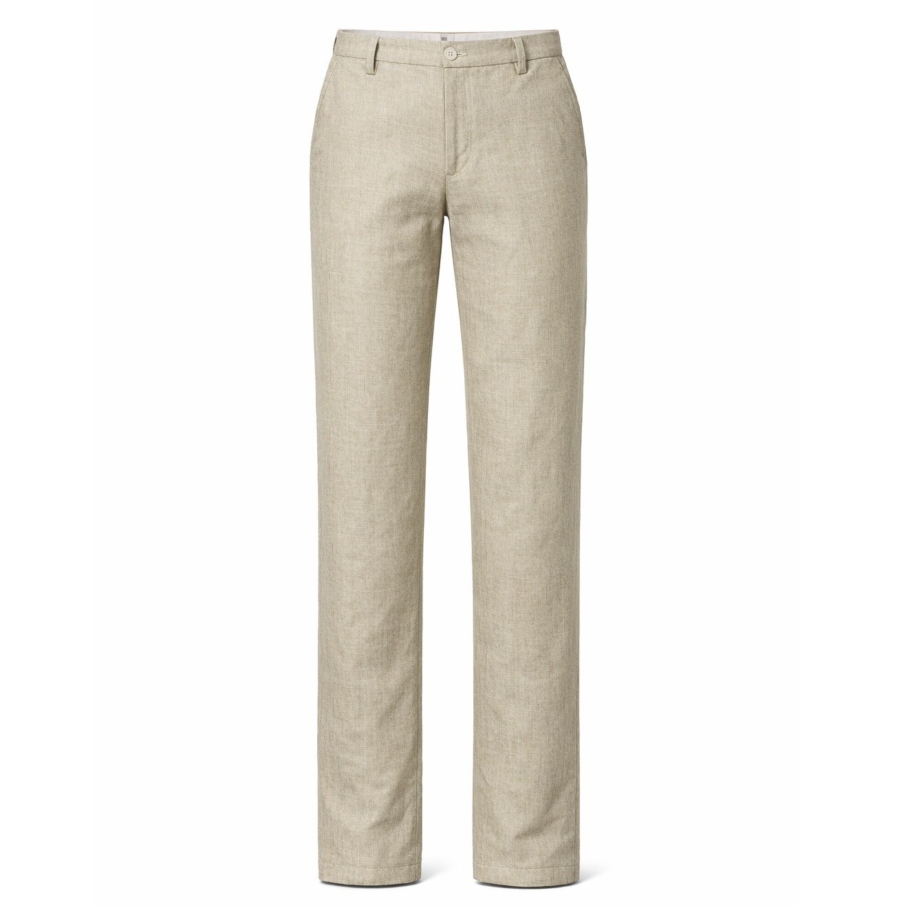 Bespoke StudioSuits Trousers Men 33×31 Beige Linen Handcrafted Flat Front