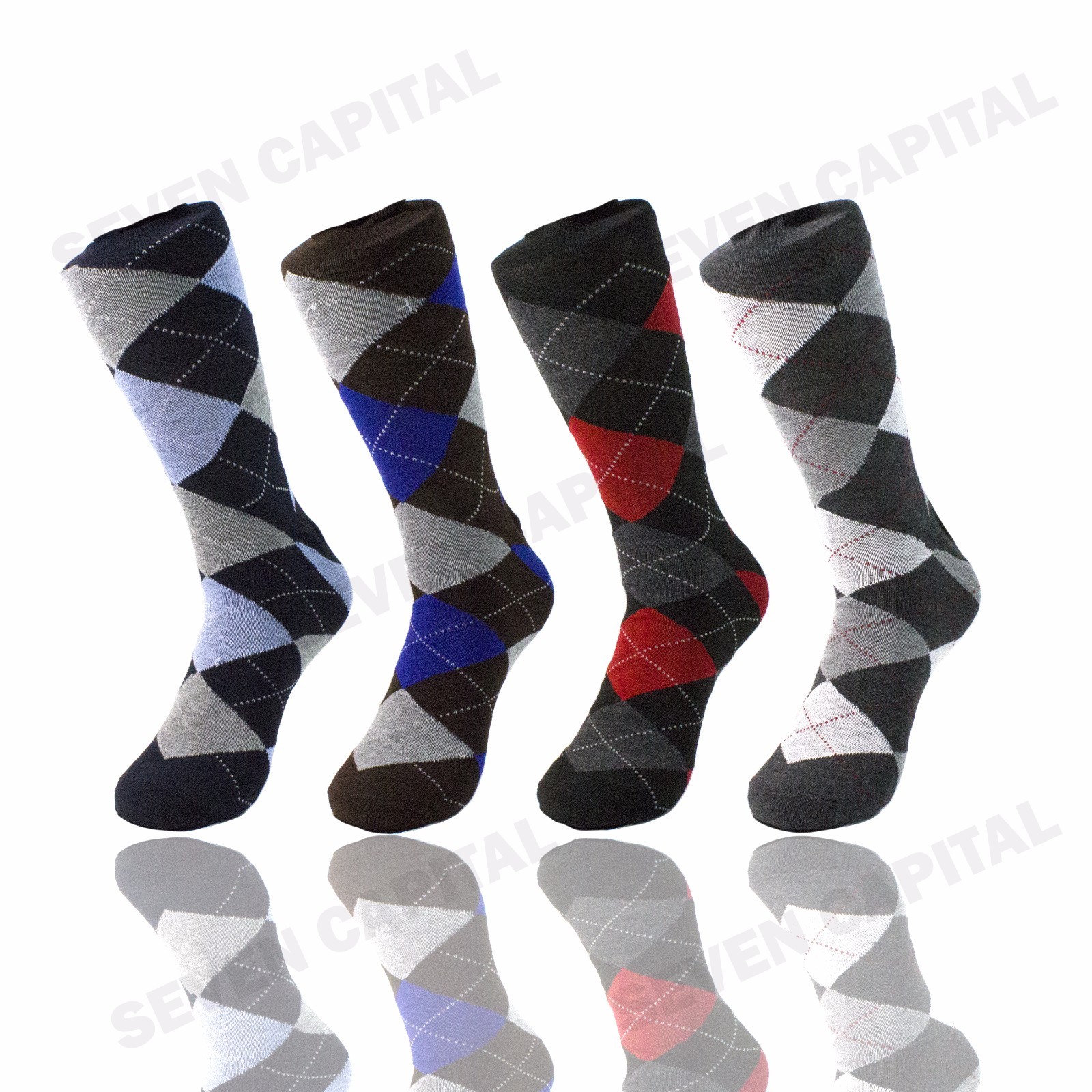 3 6 9 12 Pairs Lords Cotton Men’s Multi Color Argyle Diamond Dress Socks 10-13