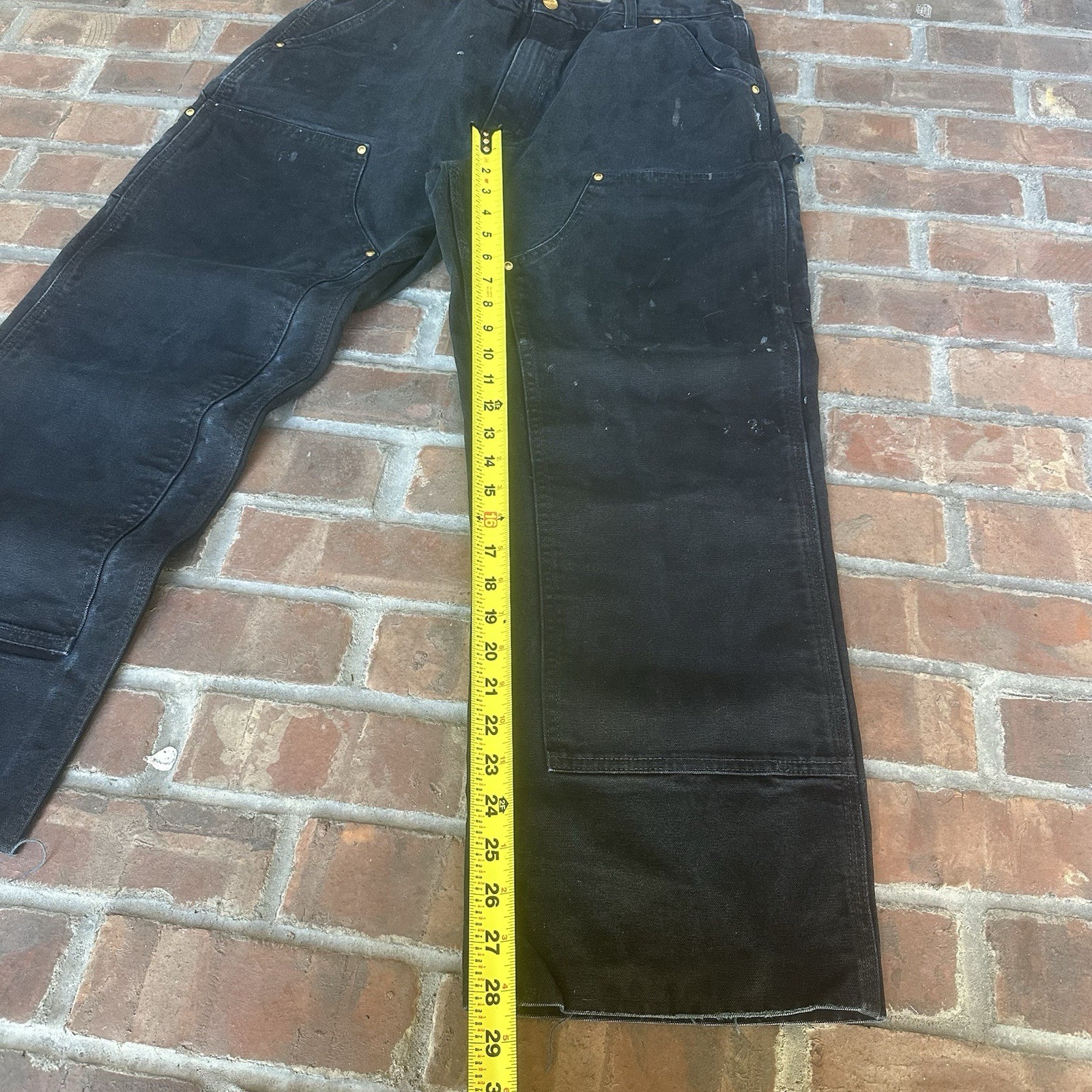 Vintage Black Carhart Double Knees Faded And Distressed Size:32×28