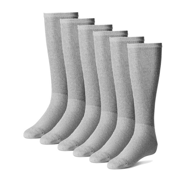 12 PAIR MENS GRAY PHYSICIAN’S CHOICE OVER THE CALF DIABETIC SOCKS 10-13