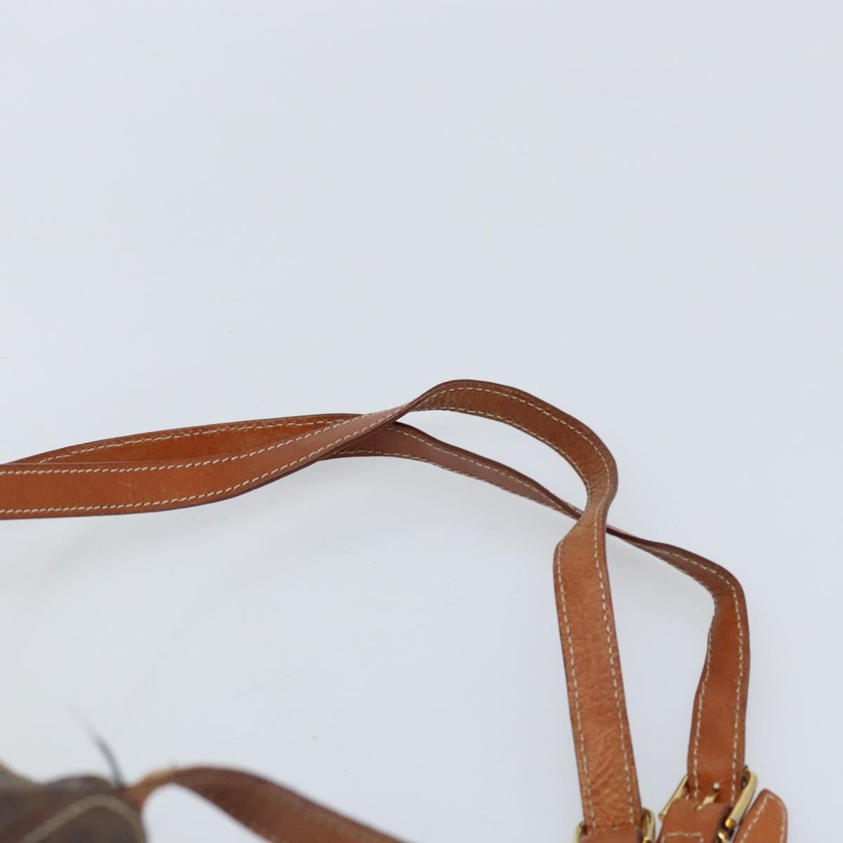 CELINE Macadam Canvas Backpack PVC Leather Brown Gold Auth gh1897