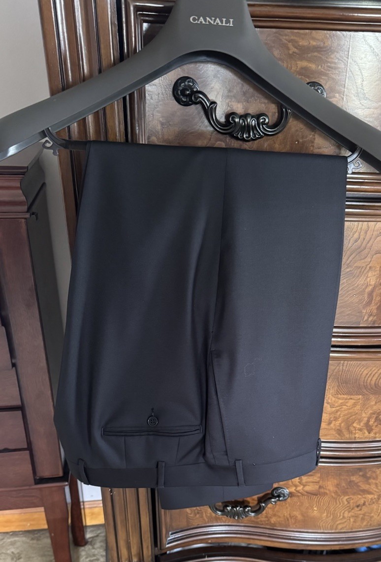 Canali Solid Wool Black Suit Size US 46R / EU 58 MSRP $2295