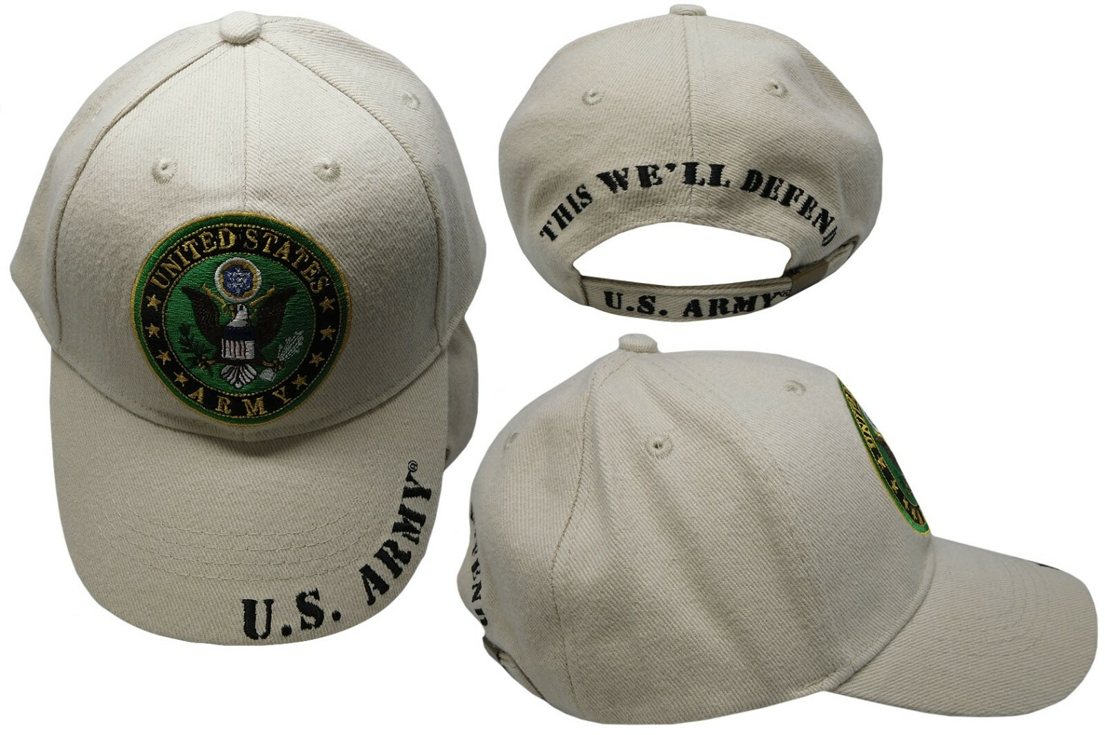 U.S. Army SEAL Emblem This We’ll Defend Khaki Tan Embroidered Cap Hat EE