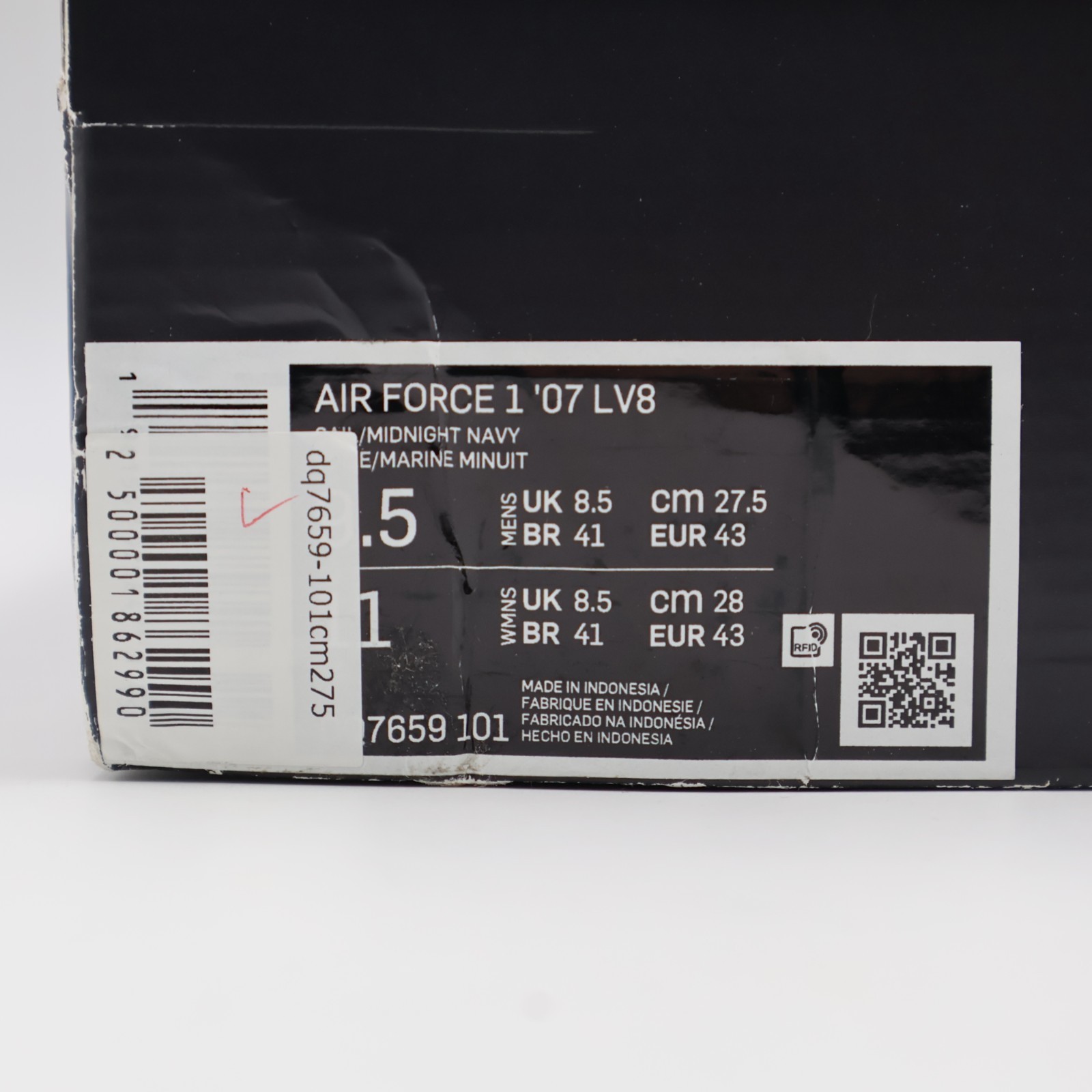 DQ7659-101 Nike Air Force 1 Low College Pack Navy White (Men’s)