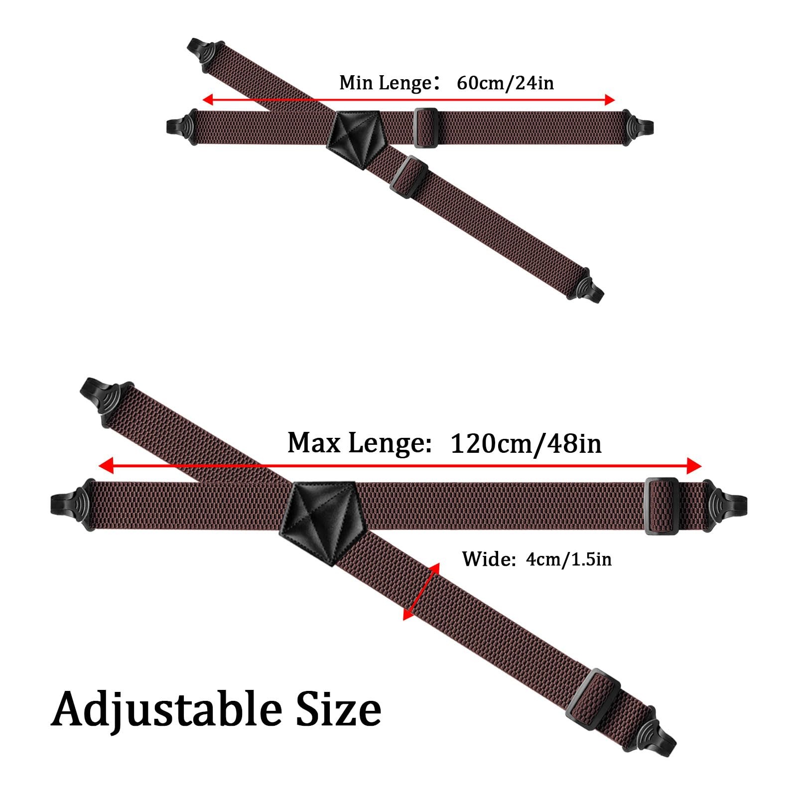 Heavy Duty Suspenders Men Hidden Plastic Clasp Braces Trousers Work Airport Frie