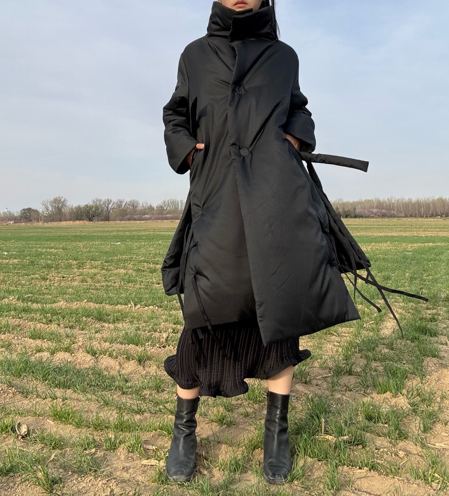 Ann demeulemeester duvet coat black puffy deconstructed Sz 40 L oversize