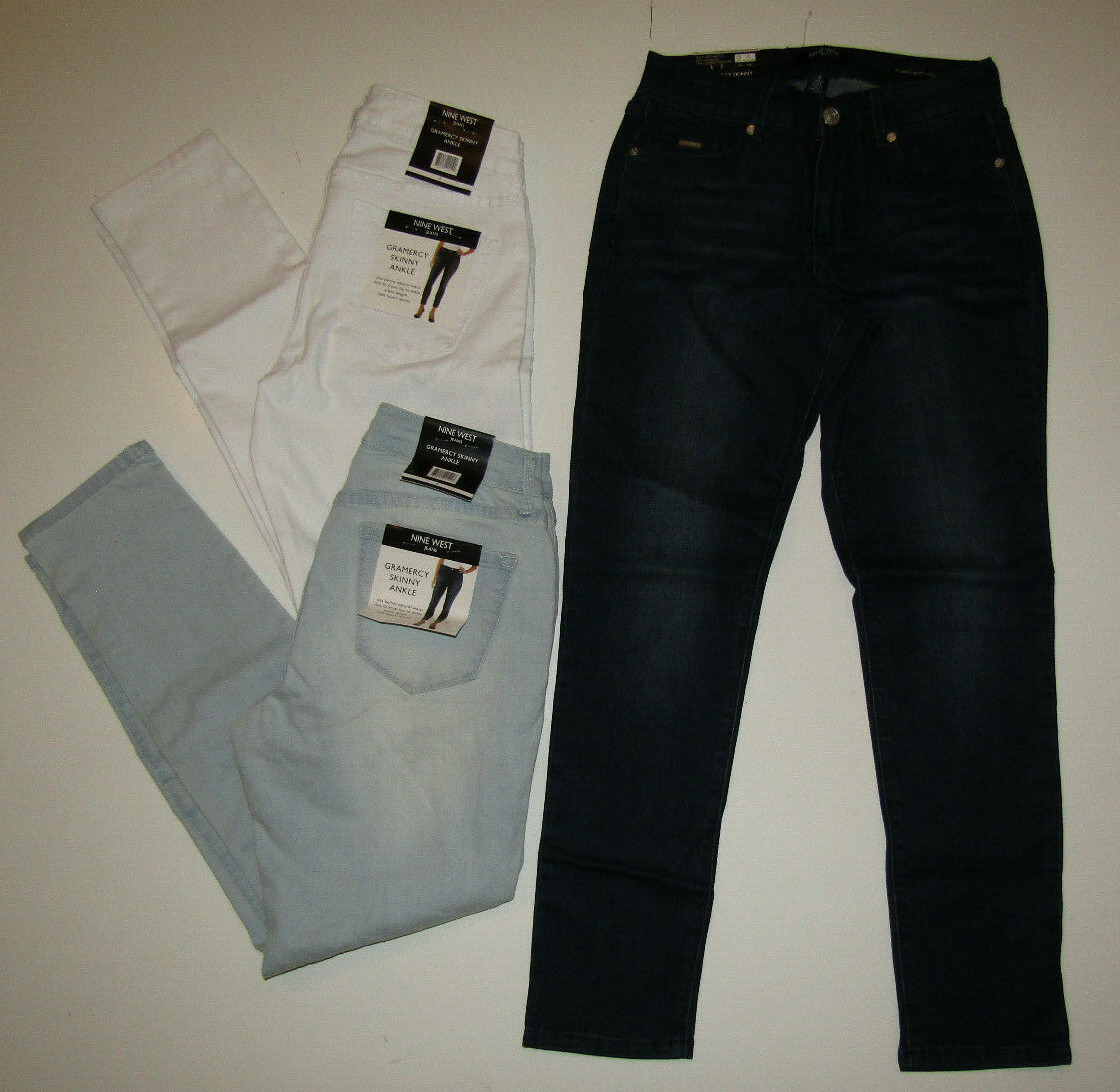 NINE WEST Gramercy Skinny Ankle Jeans Light Blue White 4 6 8 10 12 14 16