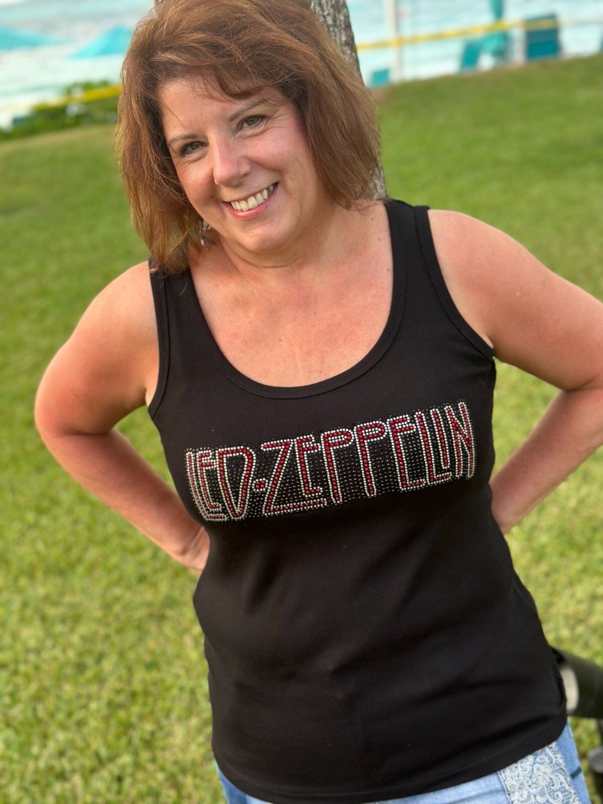 Led Zeppelin rhinestone tank top XS, S, M, L, XL, XXL, 1X, 2X, 3X, 4X,5X block