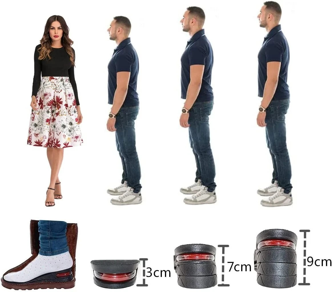 Men Women Invisible Height Increase Insoles Heel Lift Taller Shoe Inserts Pad US