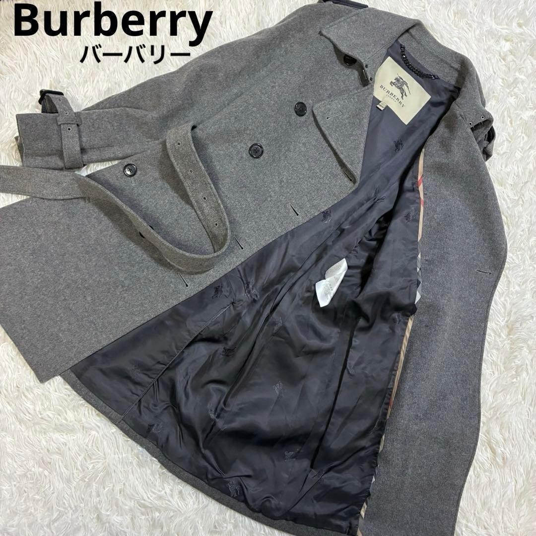 BURBERRY trench coat cashmere blend belt shadow horse