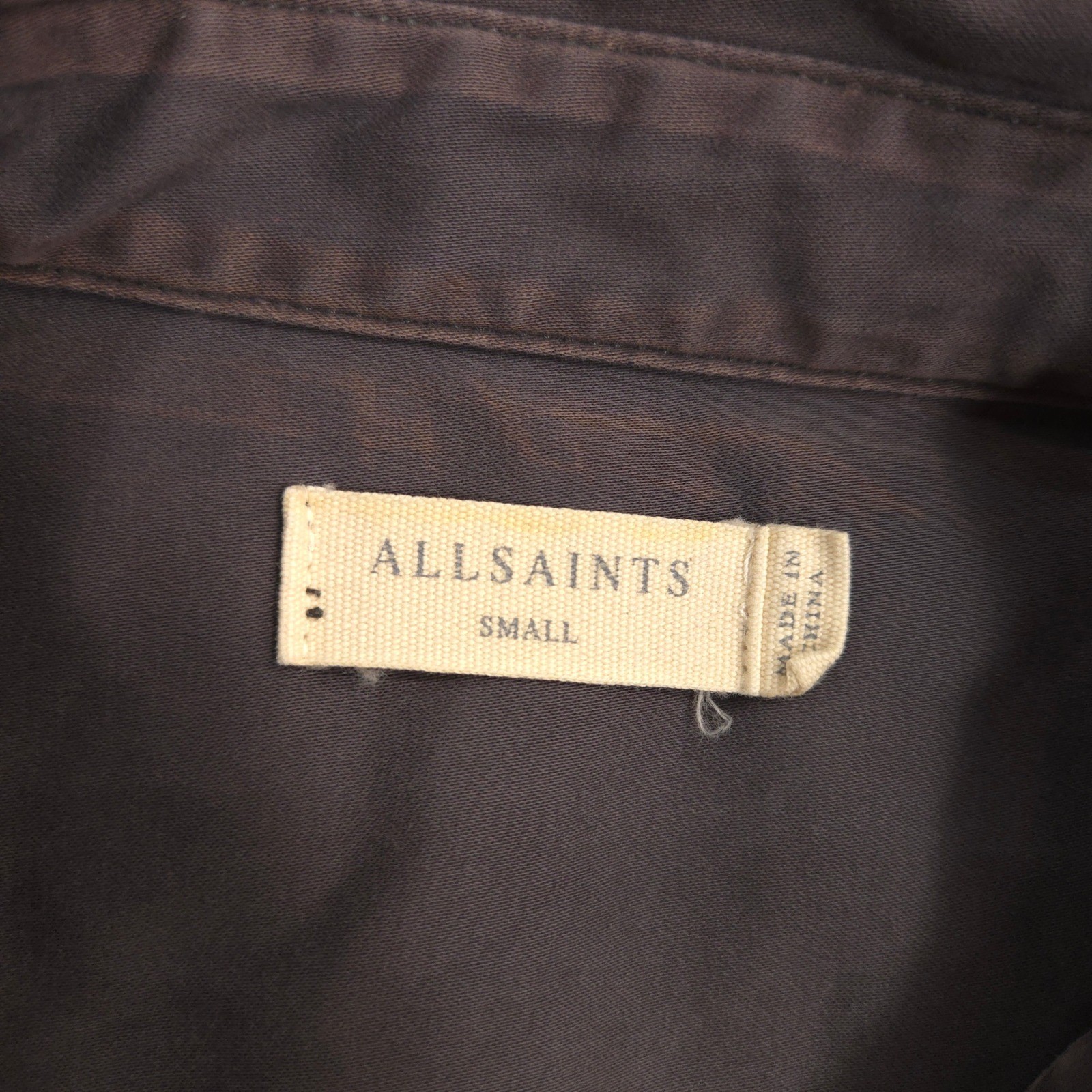 AllSaints Bryant Work Shirt Mens Small Gray Garment Washed Utility Flap Pockets