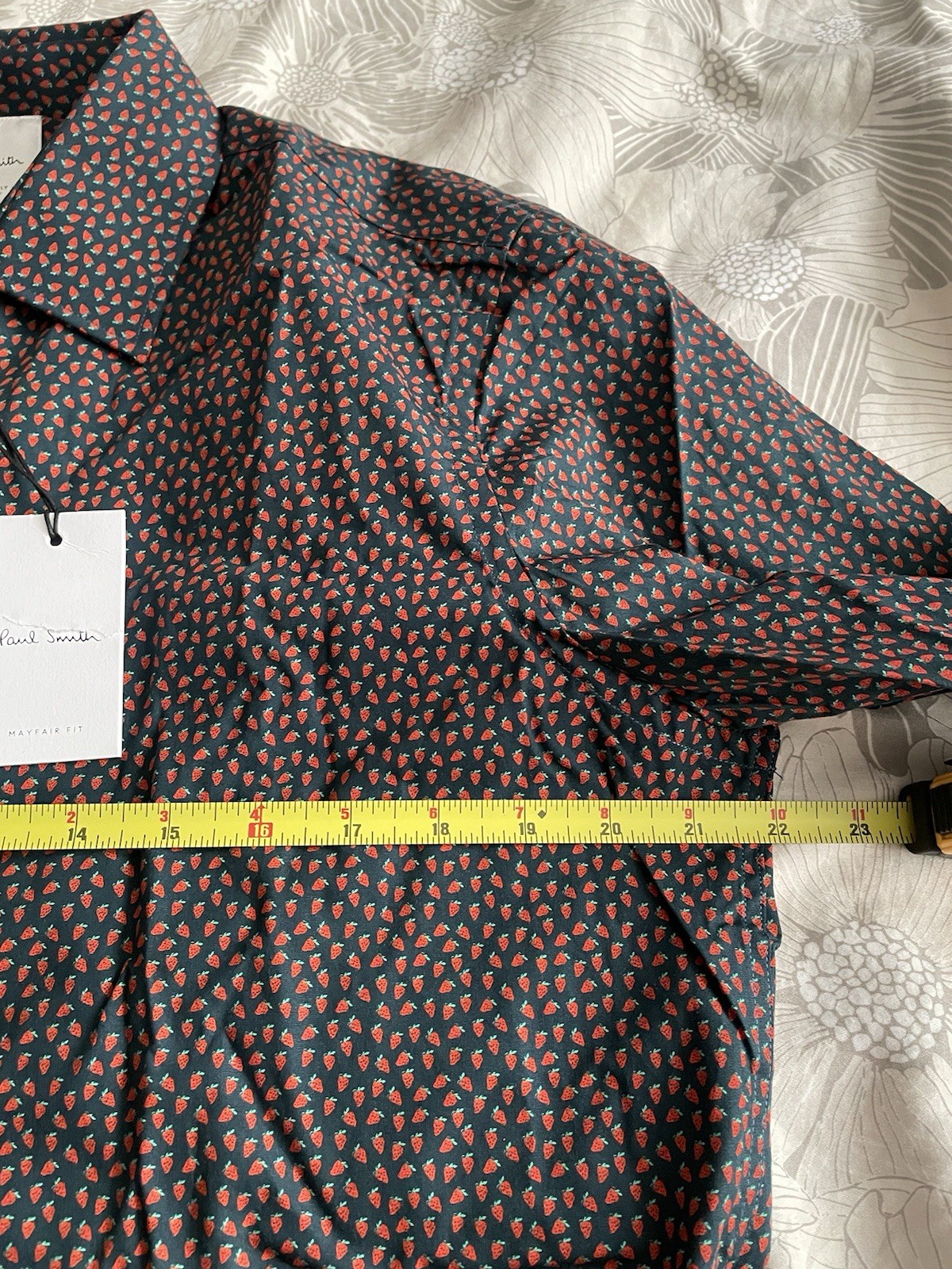 Paul Smith Button Up Shirt Men’s M (16”) Blue Strawberries Italy NWT Mayfair Fit