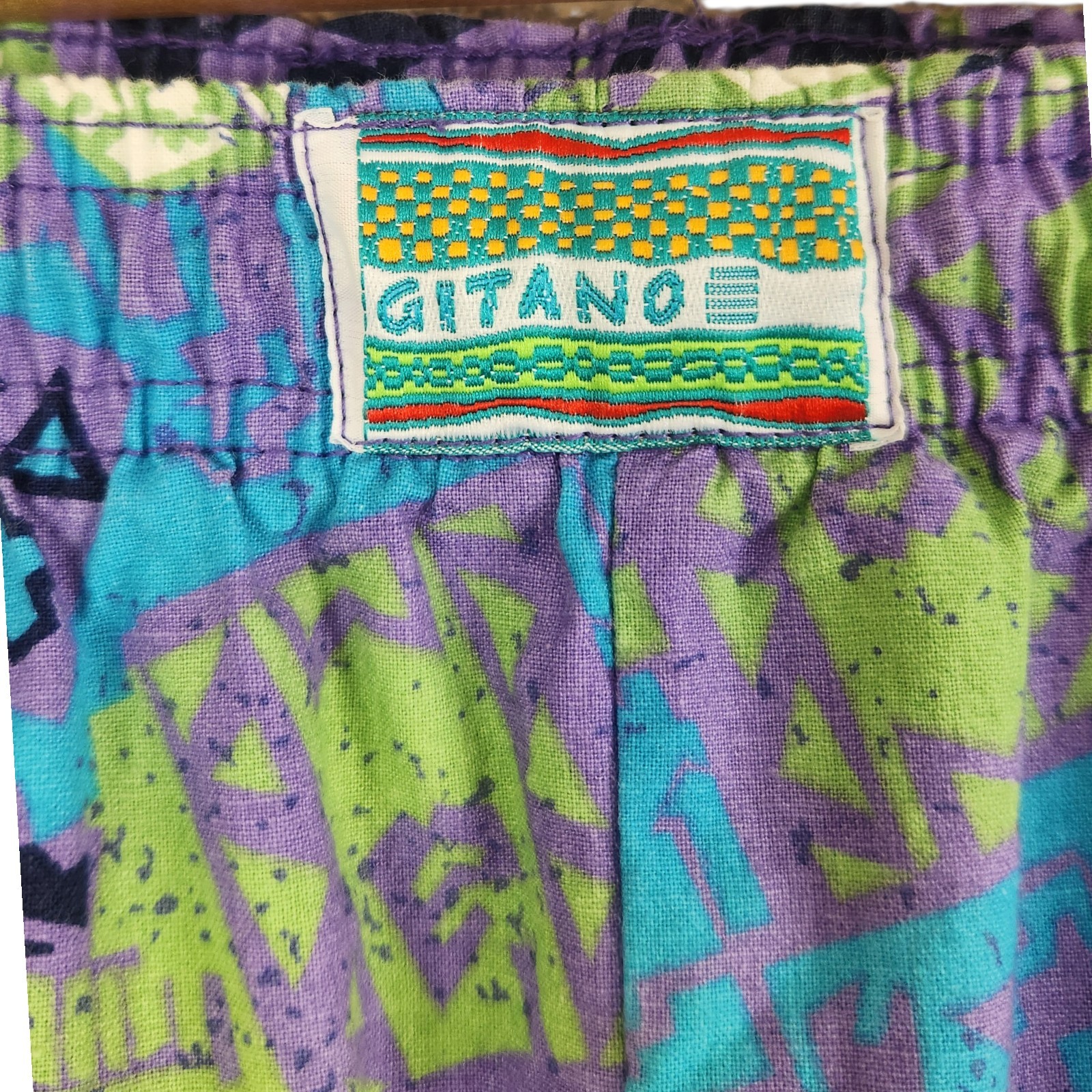 80s 90s Vtg Gitano Boys XL 26×31″ Colorful Hammer Jogger Pants Purple Hip Hop