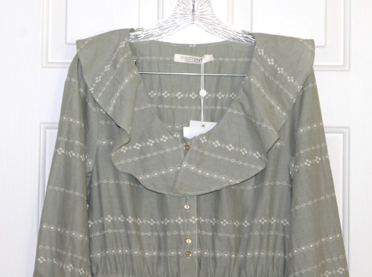 Christy Dawn Alana Seafoam Embroider Dress NWT Maxi Prairie Cottagecore Boho L