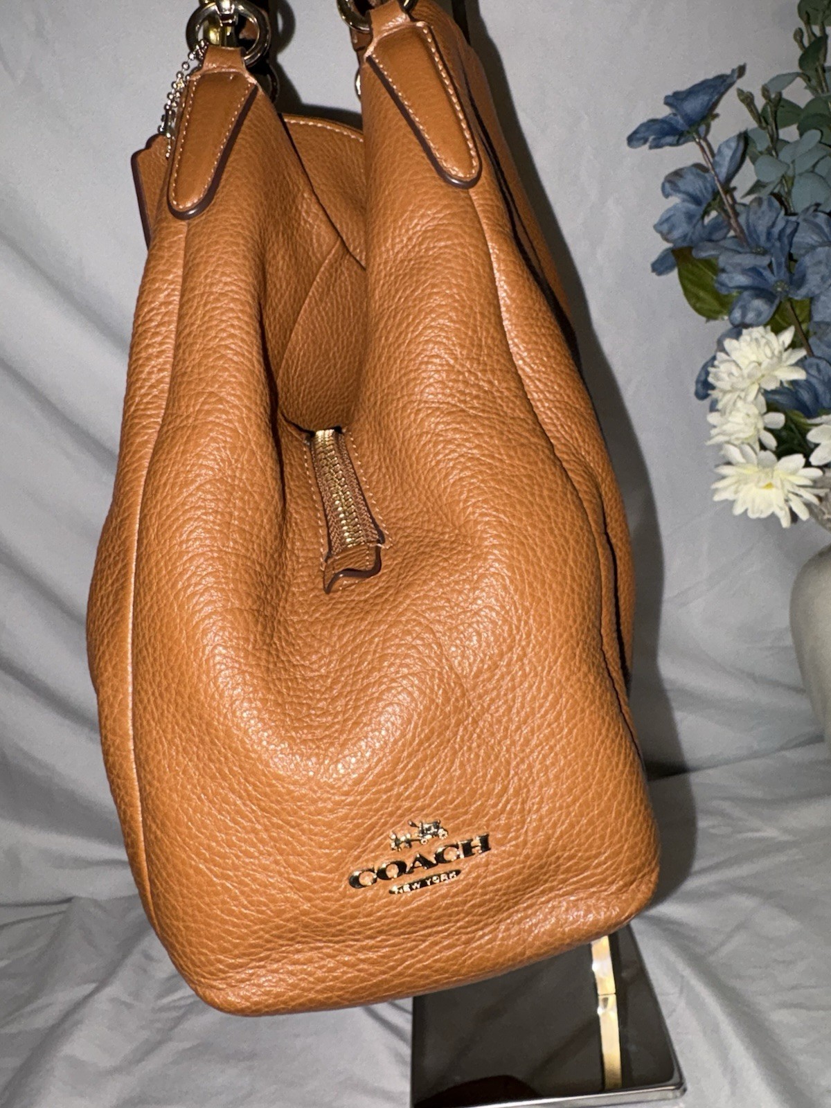 Coach Madison Phoebe Leather Shoulder Handbag Camel Brown