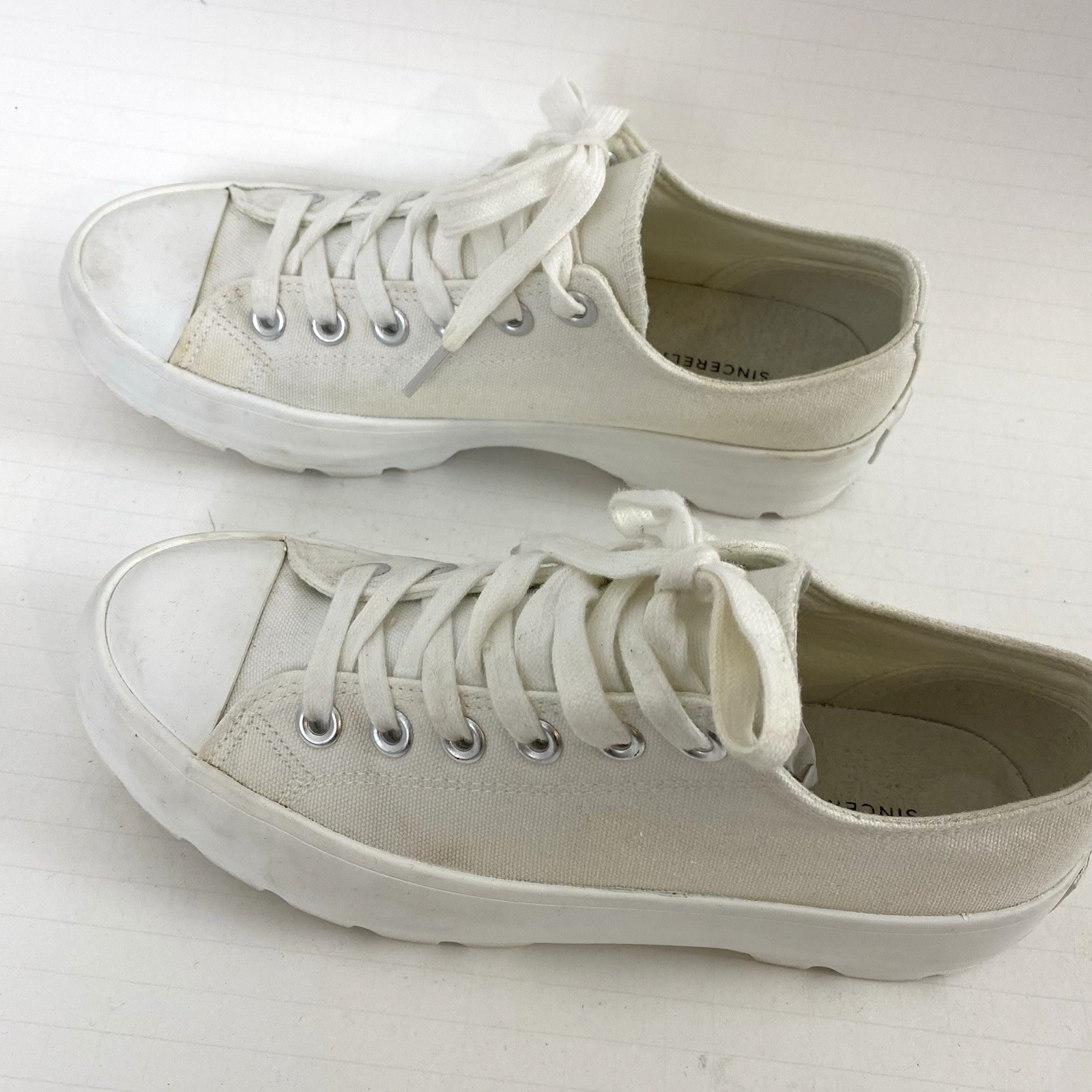 Sincerely Jules Womens Vasco Chunky Platform Sneakers 7 1/2 White Lug Sole Laces