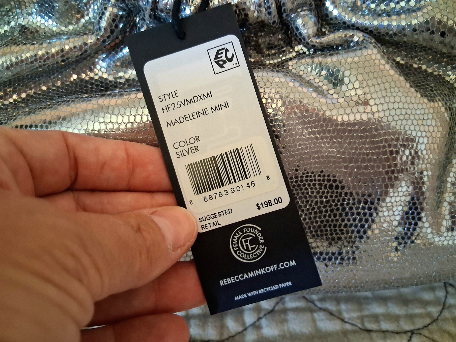 ✨ NWT Rebecca Minkoff Madeleine Mini Leather Handheld Bag – Silver | MSRP $198 ✨