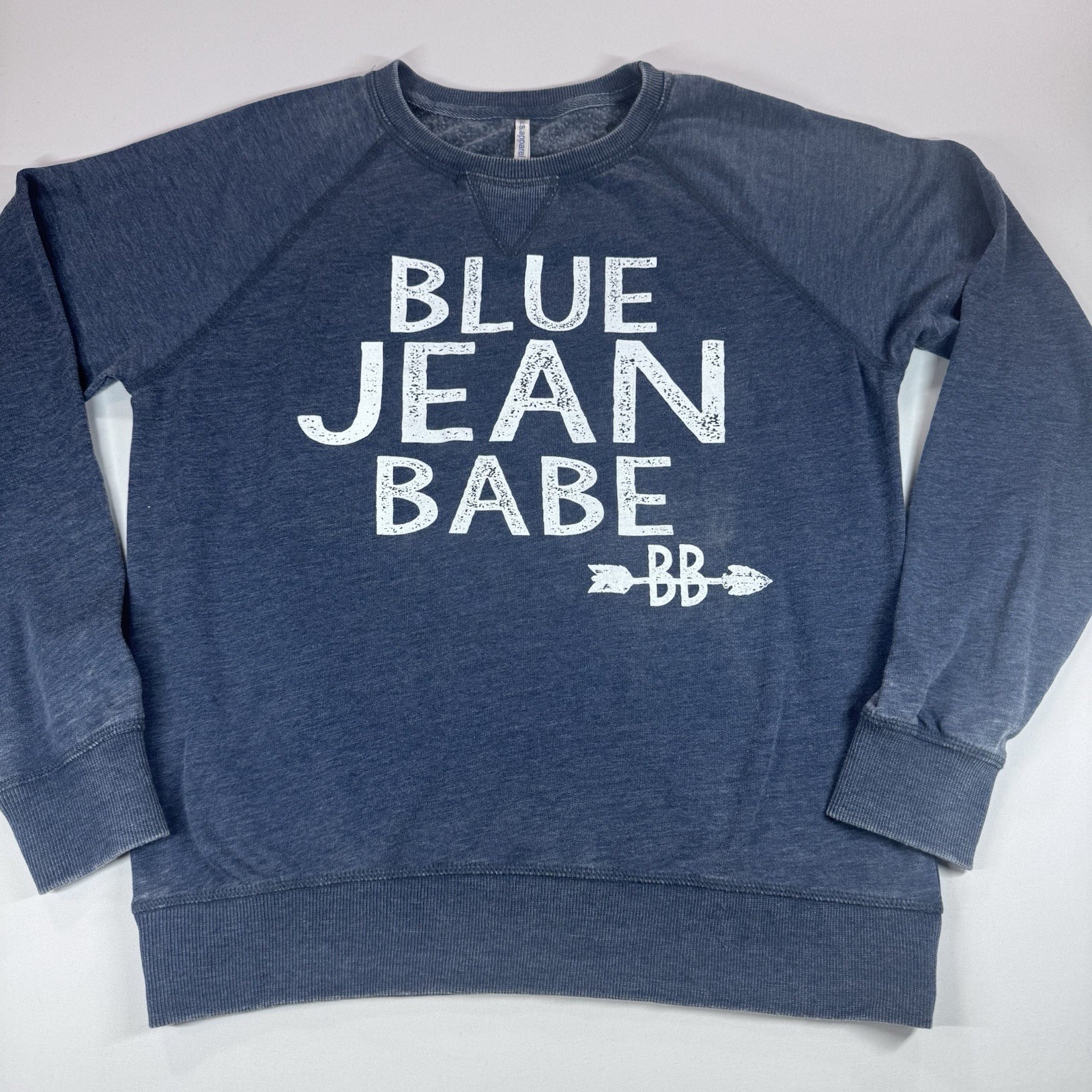 U.S. Apparel Womens Lightweight Crew Neck Sweatshirt, Blue Jean Babe, M