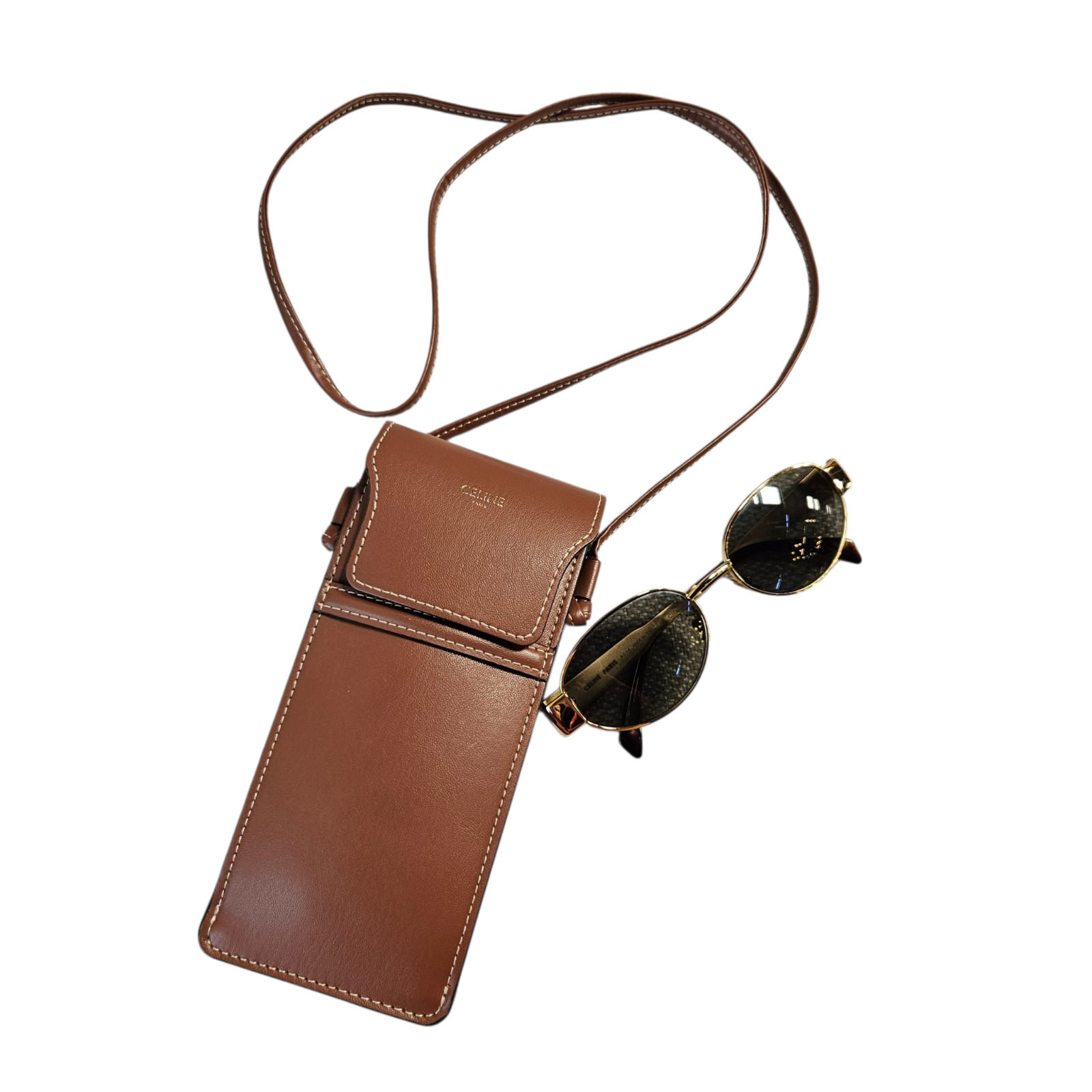 Celine Triomphe Gold Oval Frame Sunglasses